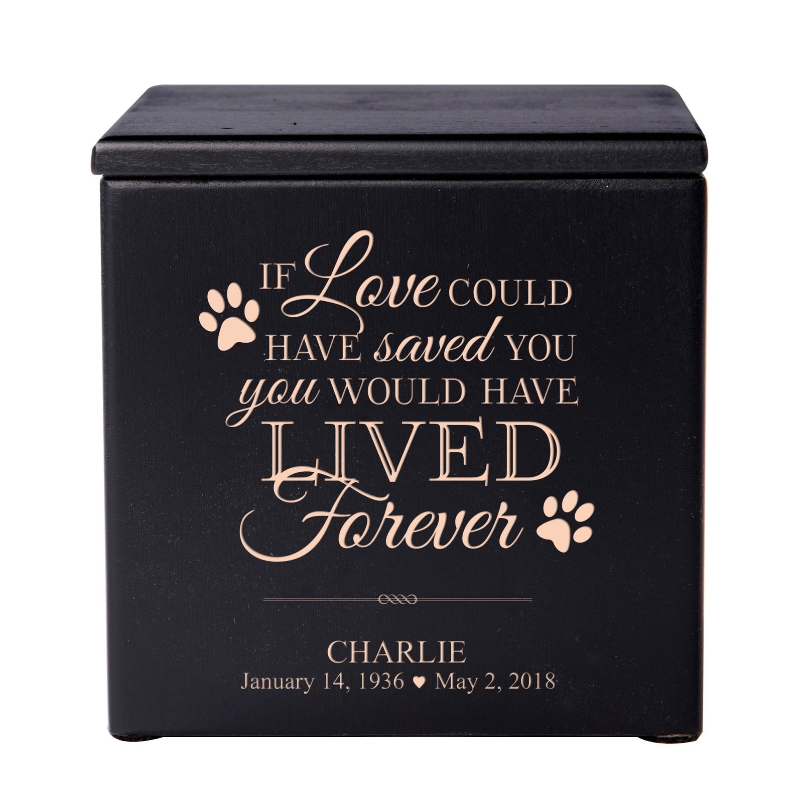 Custom Memorial Small Wooden Cremation Urn Box for Pet Ashes