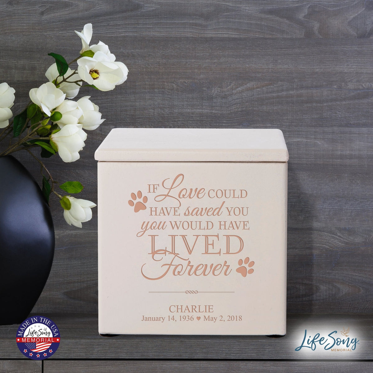 Custom Engraved Funeral Wooden Pet Urns for Dog