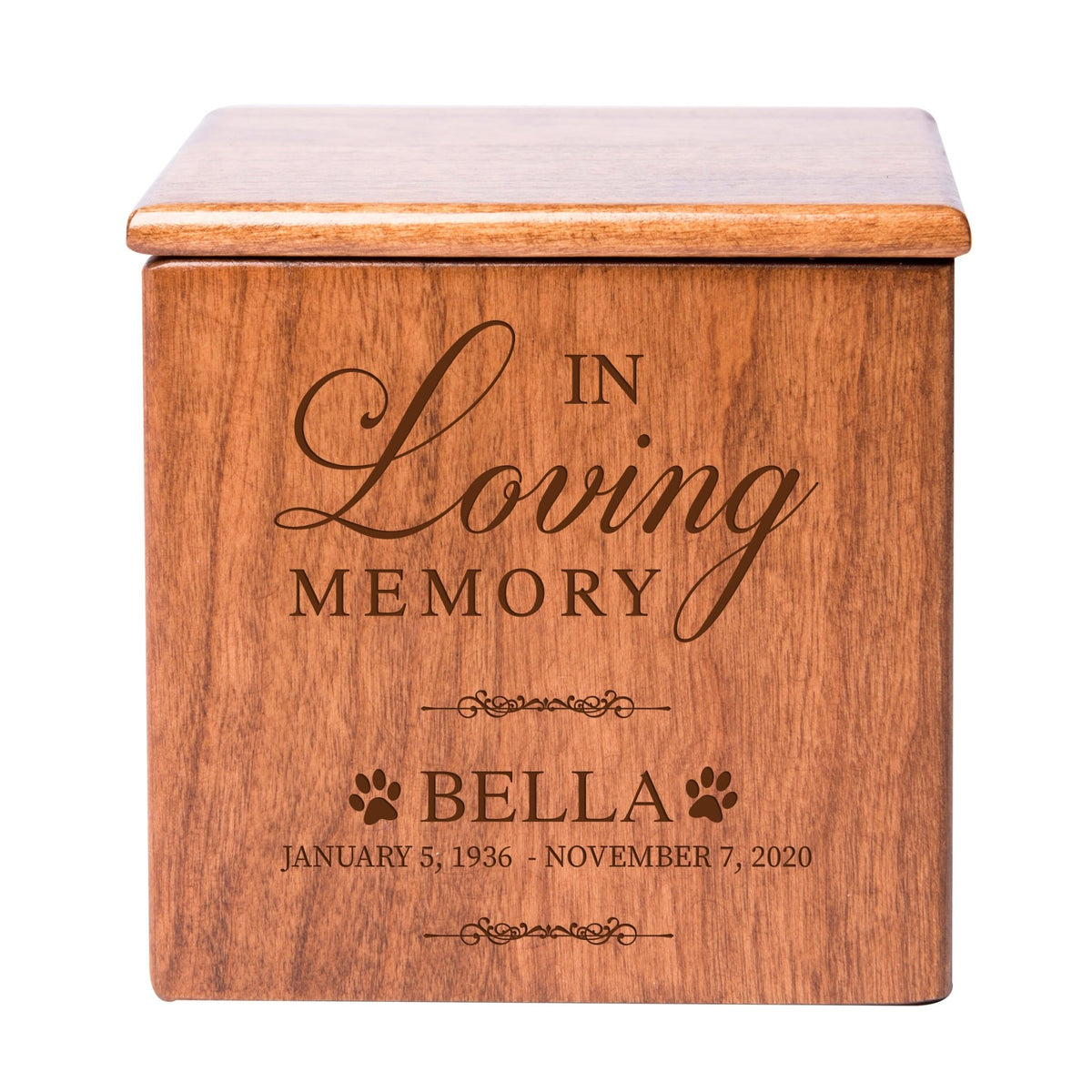 Small Wooden Keepsake Pet Urn Box for Ashes