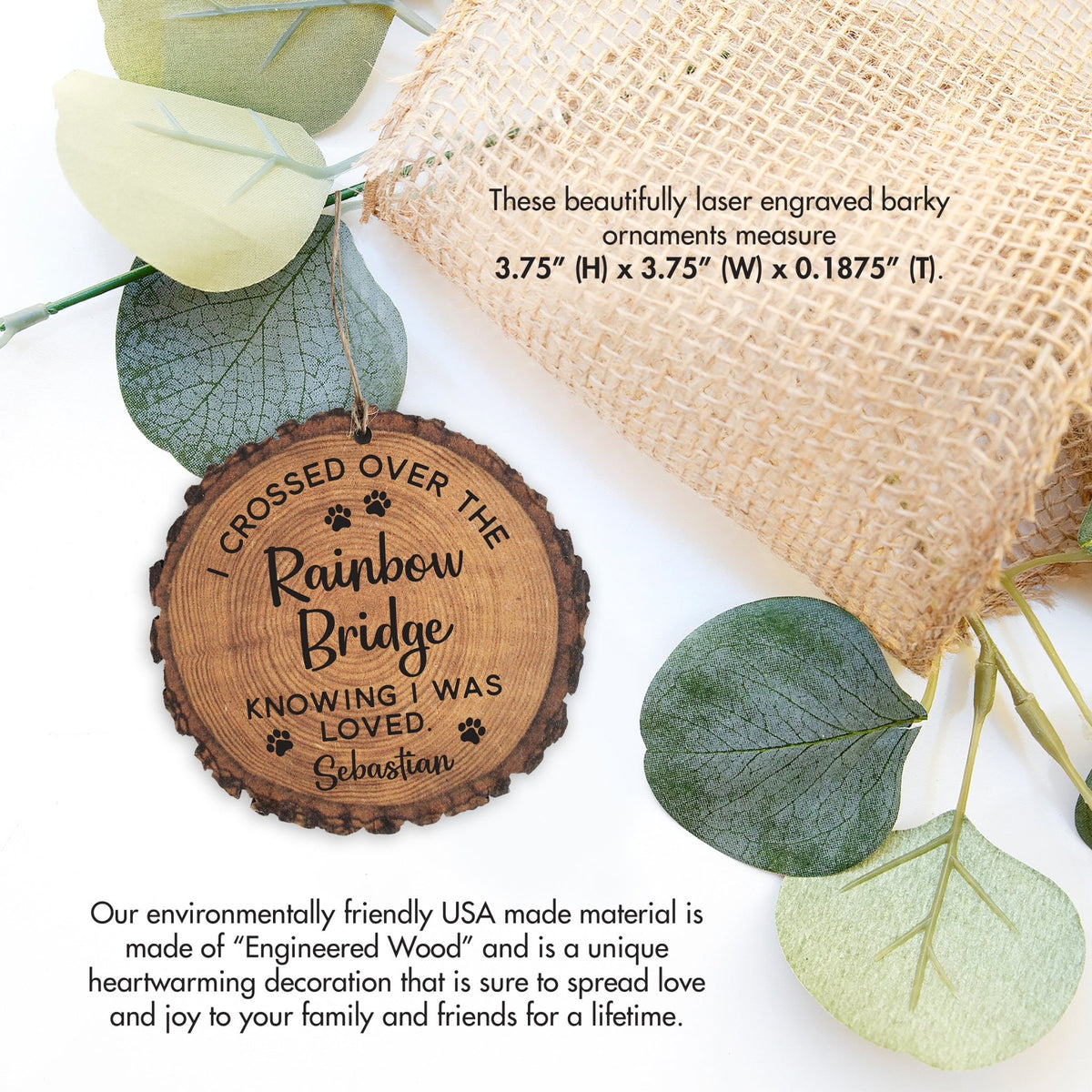 Custom Engraved Pet Memorial “Rainbow Bridge” Barky Ornament Bereavement Sympathy Gift - LifeSong Milestones