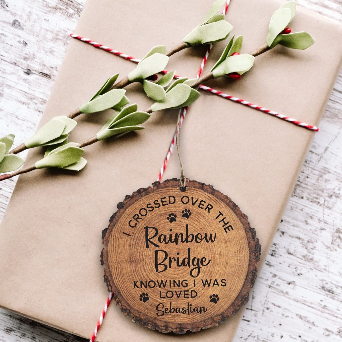 Custom Engraved Pet Memorial “Rainbow Bridge” Barky Ornament Bereavement Sympathy Gift - LifeSong Milestones