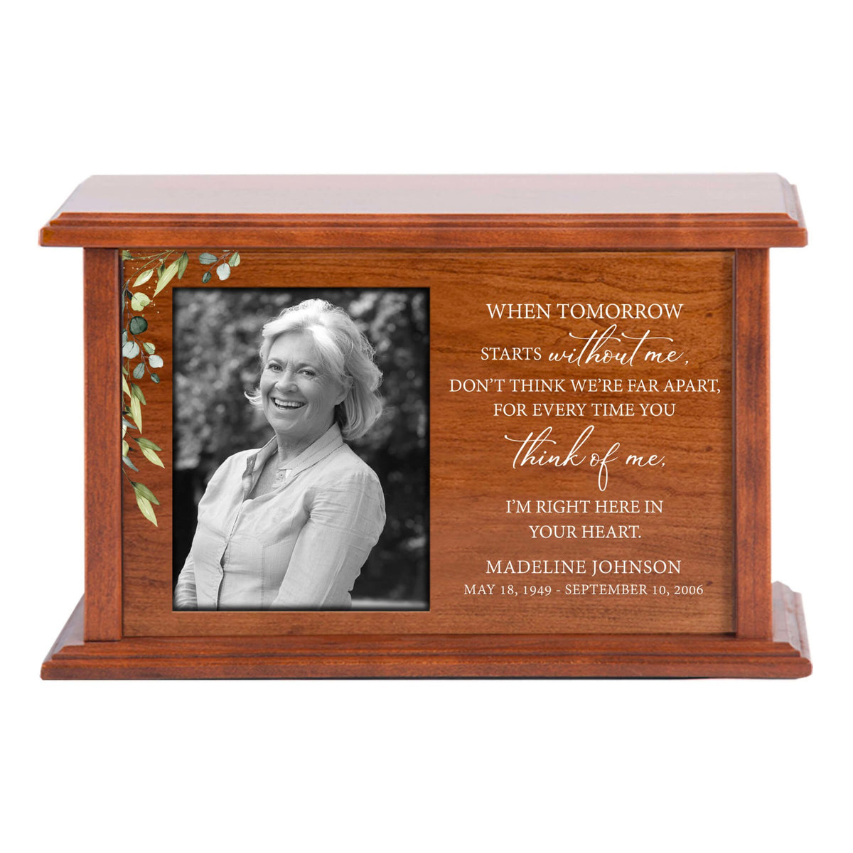 Personalized Engraved Photo Cremation Urn Box for Adults