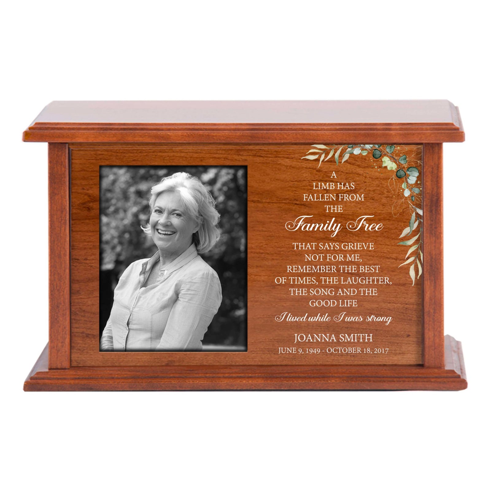 Custom Memorial Photo Urn Box with Engraving