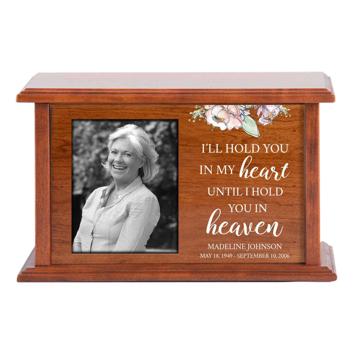 Custom Engraved Photo Cremation Urn - I&#39;ll Hold You In My Heart - LifeSong Milestones
