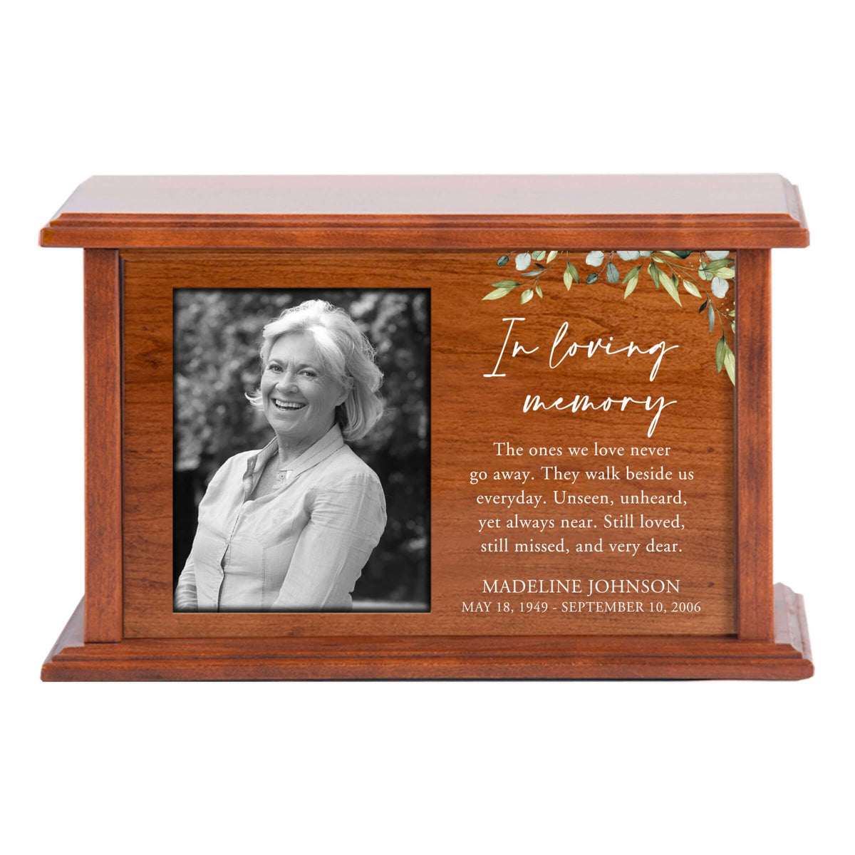 Handcrafted Wooden Memorial Photo Urn for Human Ashes