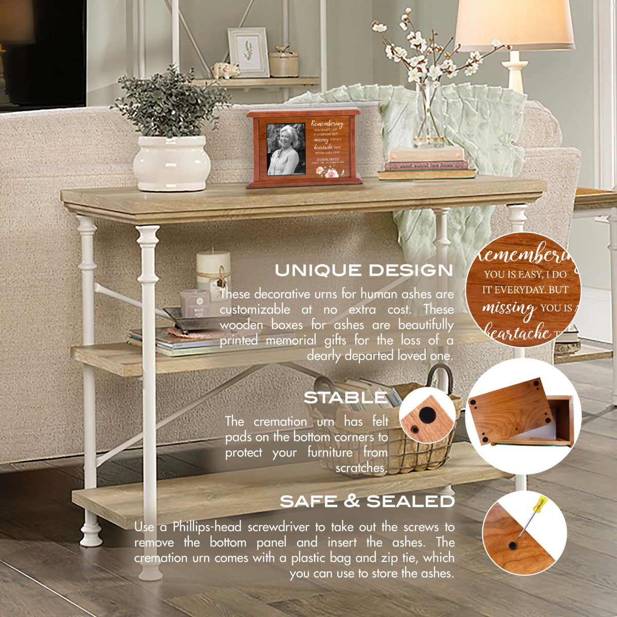 Personalized Wooden Photo Urn Box for Cherished Human Ashes