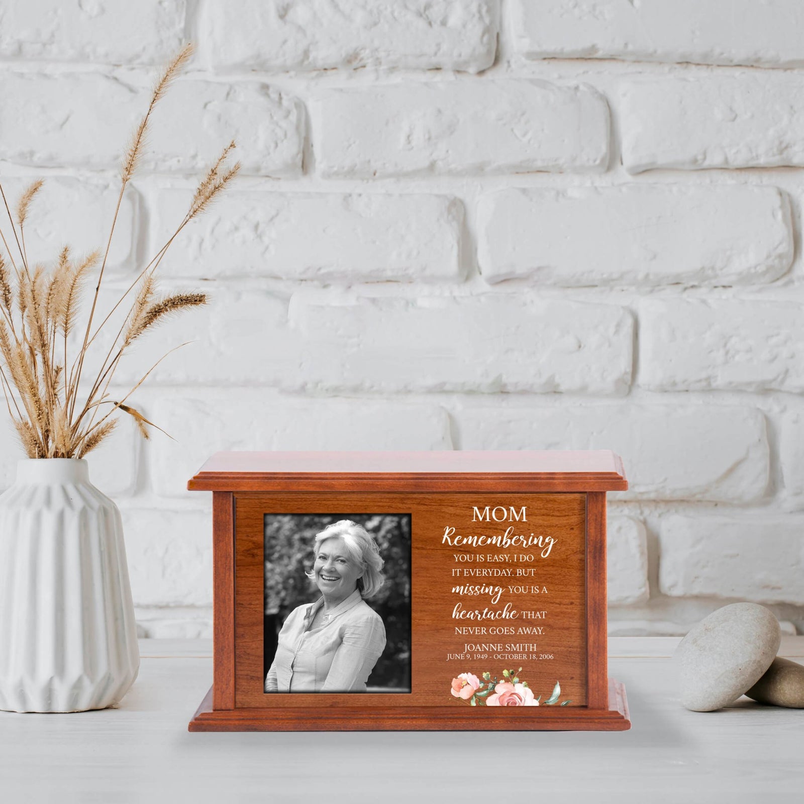 Personalized Memorial Cremation Urn Box with Photo Display