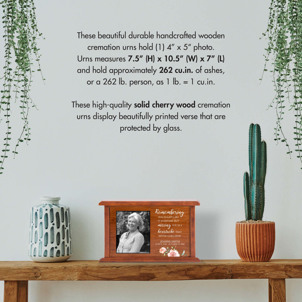 Elegant Custom Wooden Urn Box with Photo Display for Human Ashes