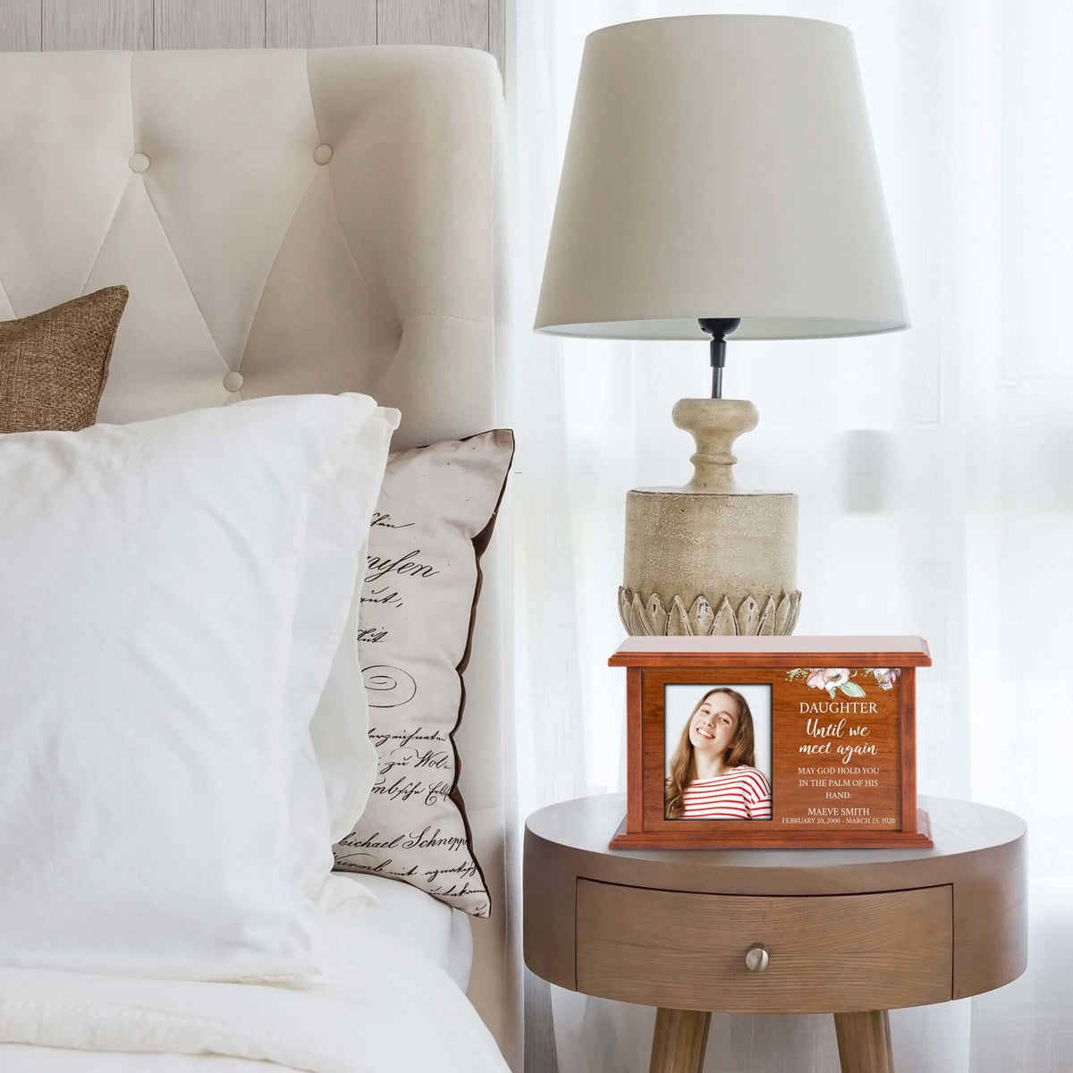Personalized Memorial Cremation Urn Box with Photo Display