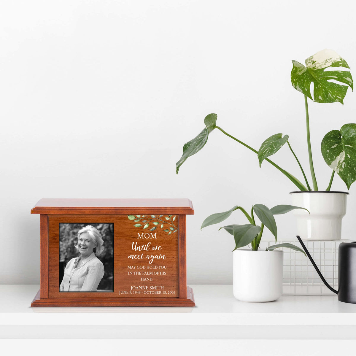 Memorial Handcrafted Wooden Photo Urn Box for Human Ashes