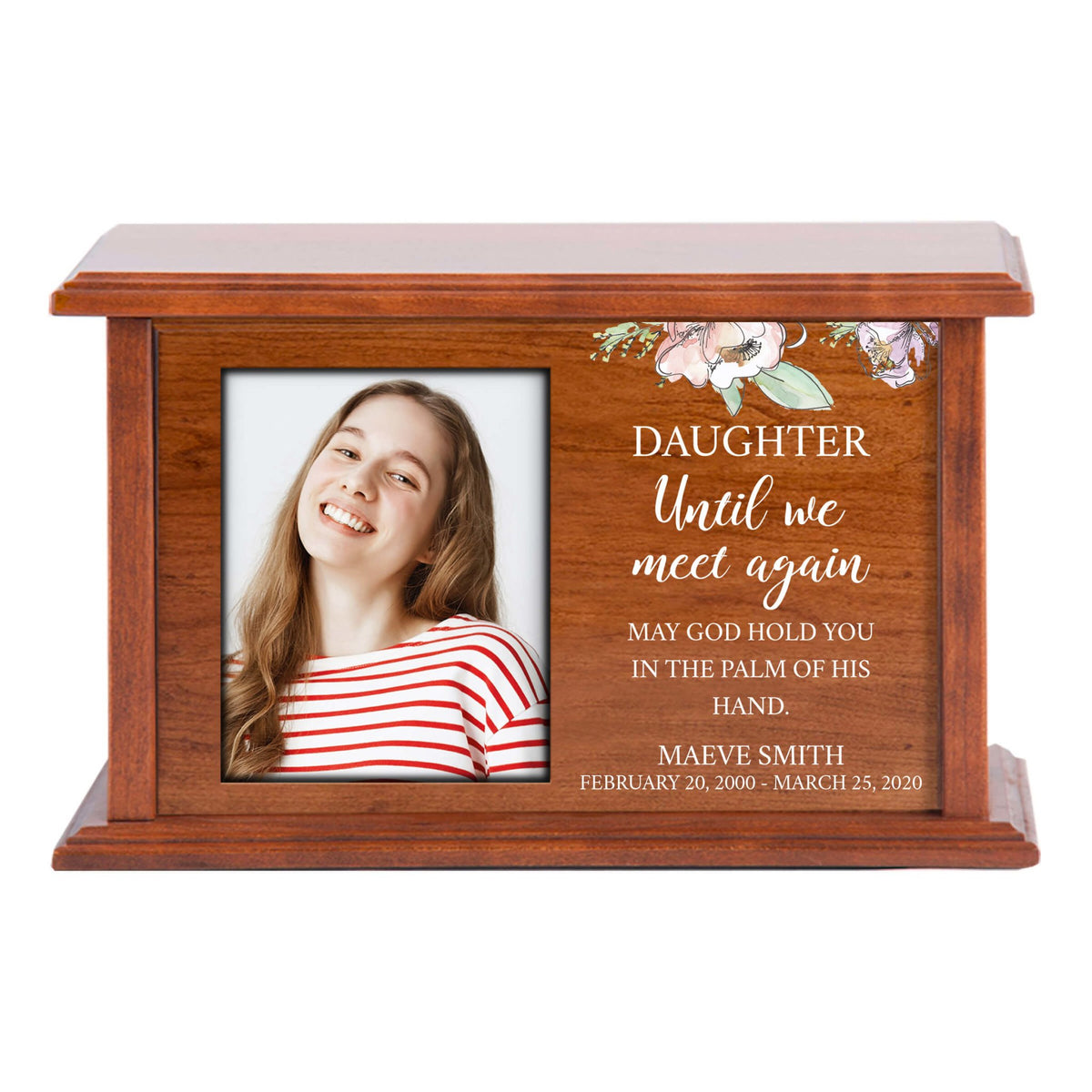 Unique Wooden Photo Urn Box for Treasured Daughter