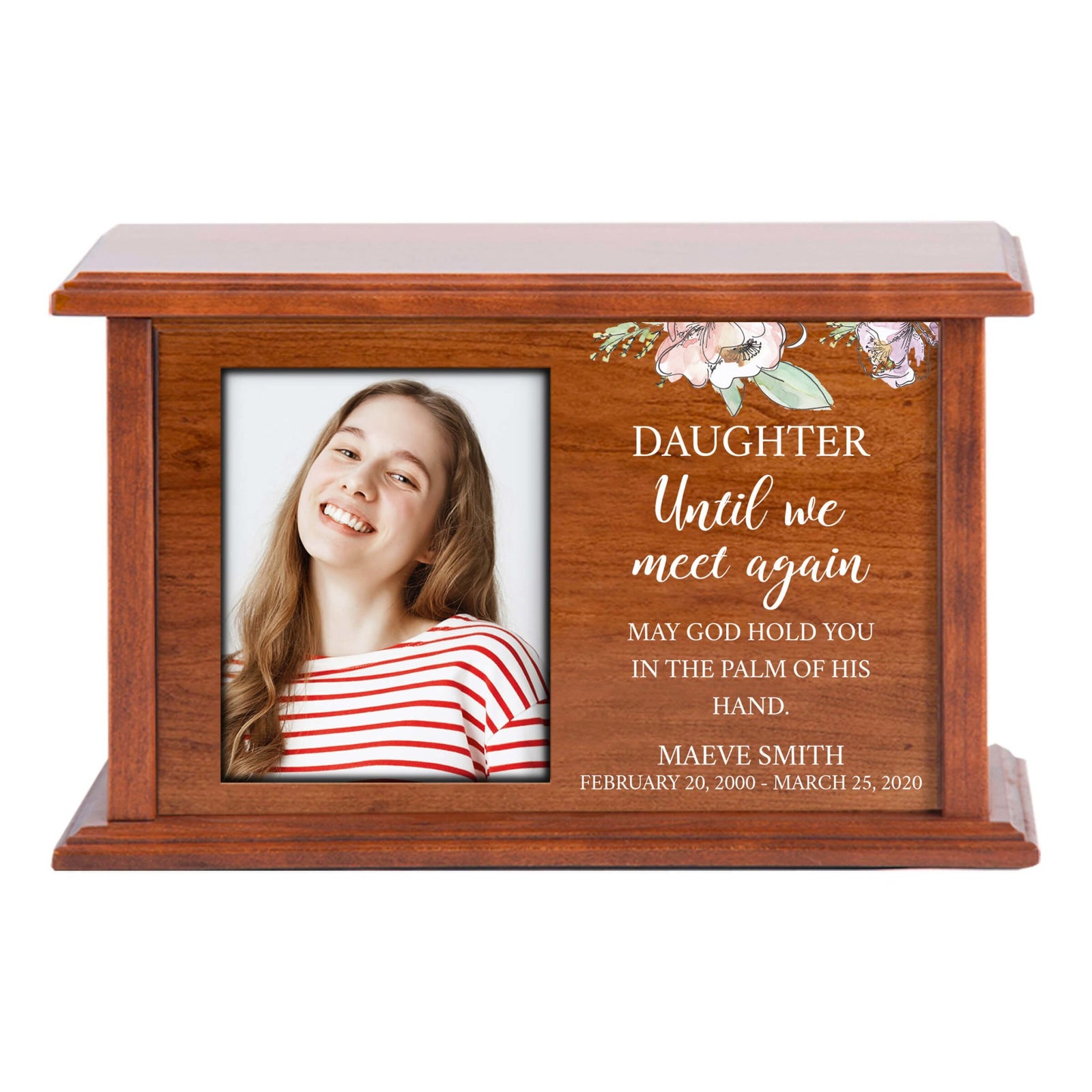 Unique Wooden Photo Urn Box for Treasured Daughter
