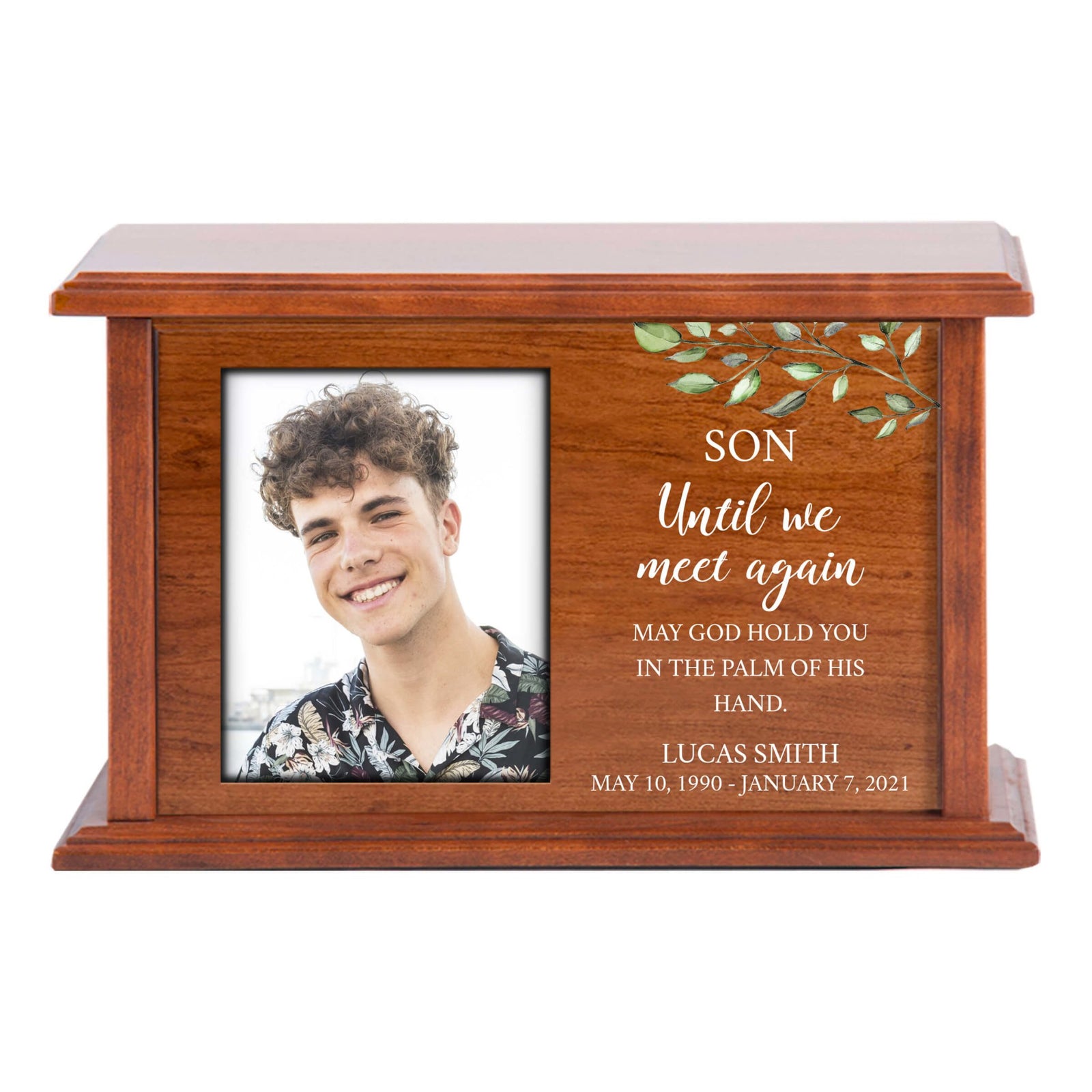 Wooden Memorial Urn Box with Photo Frame
