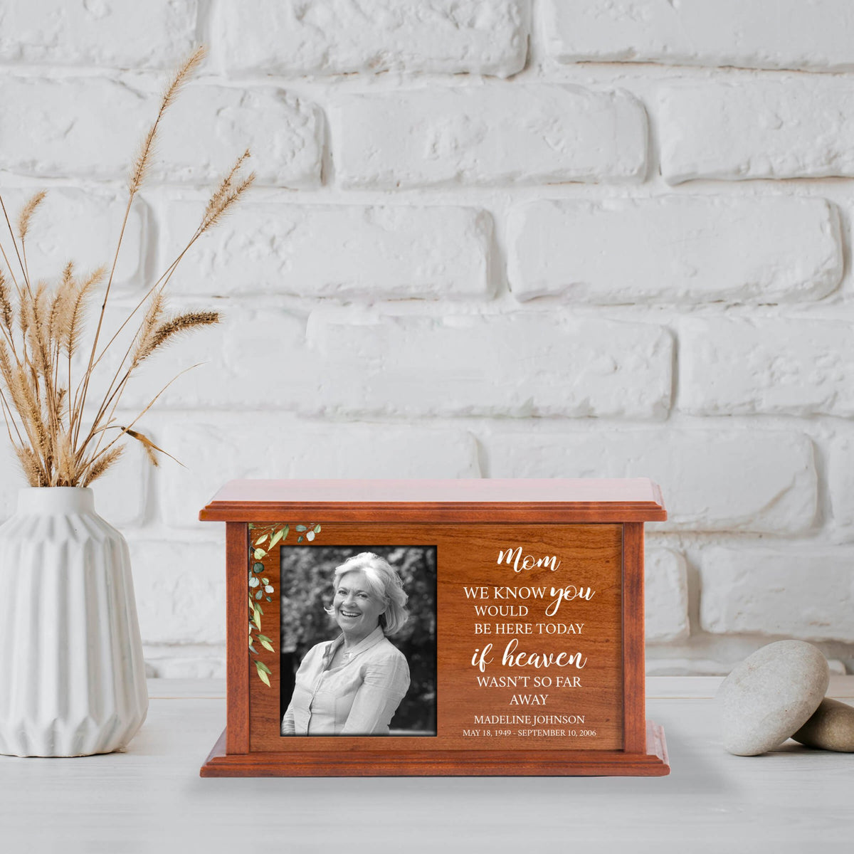 Personalized Wooden Photo Urn Box for Cherished Human Ashes