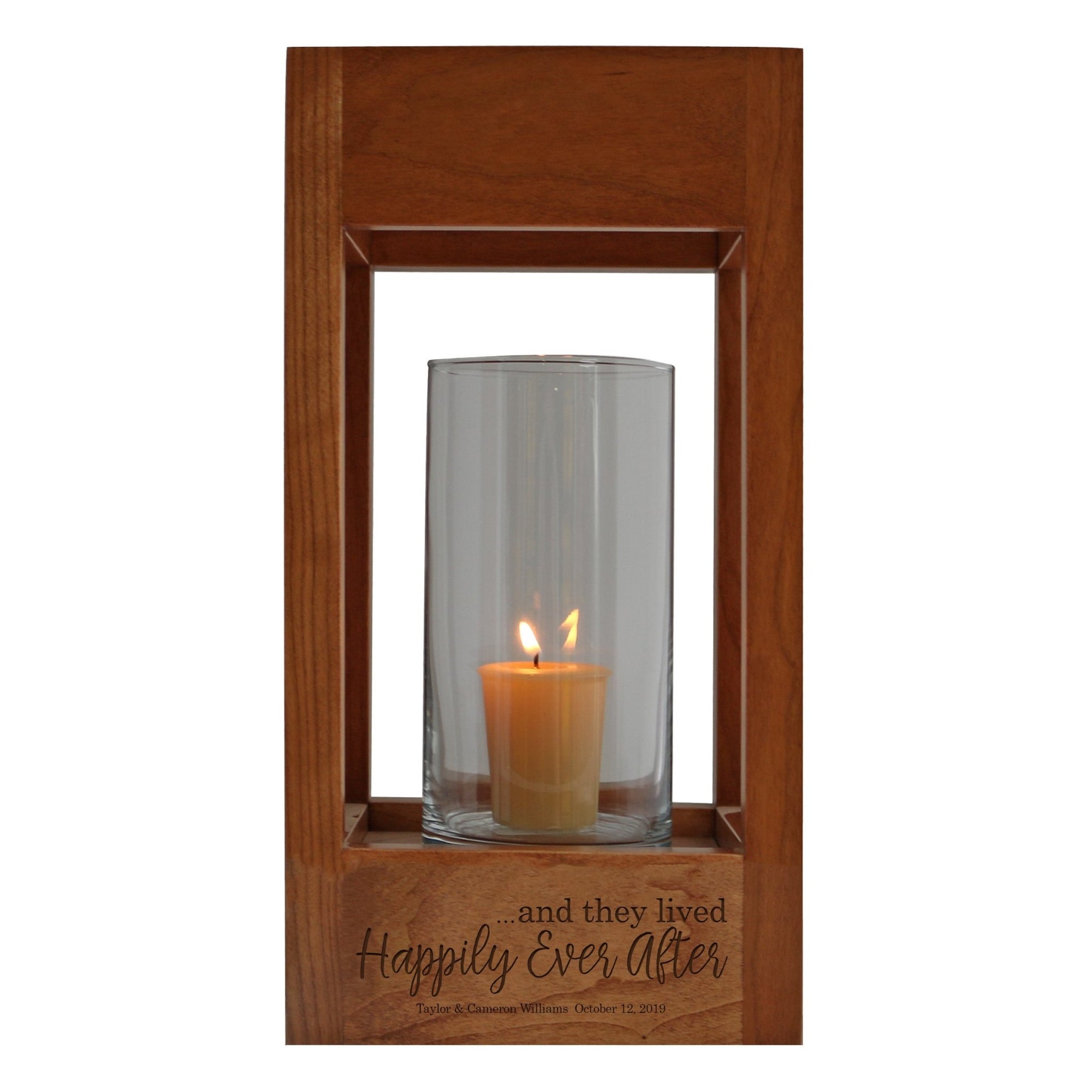 Custom Engraved Single Votive Cherry Wedding Lantern Candle Holder 11” x 6.5” x 6.5” - LifeSong Milestones