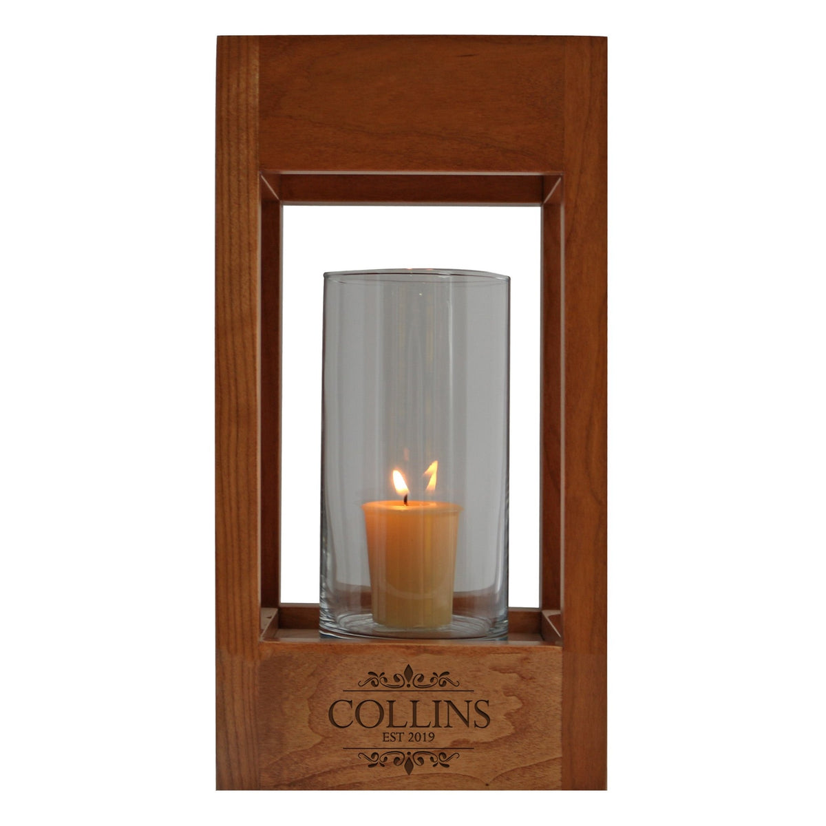 Custom Engraved Single Votive Cherry Wedding Lantern Candle Holder 11” x 6.5” x 6.5” - LifeSong Milestones
