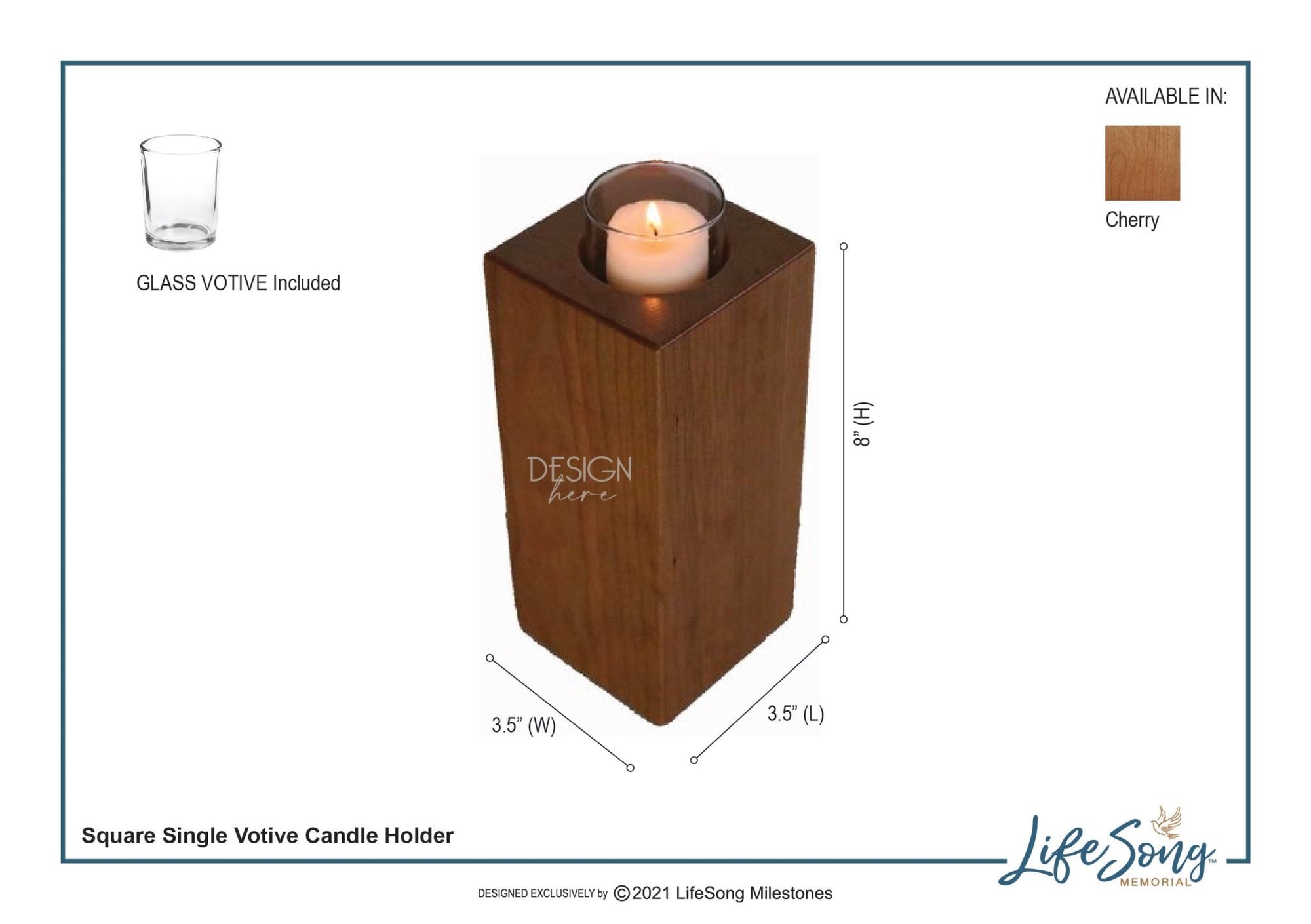 Custom Engraved Vertical 10x4 Memorial Votive Candle Holder and Keepsake Urn Box Holds 70 Cu Inches Of Human Ashes In Loving Memory Cross - LifeSong Milestones