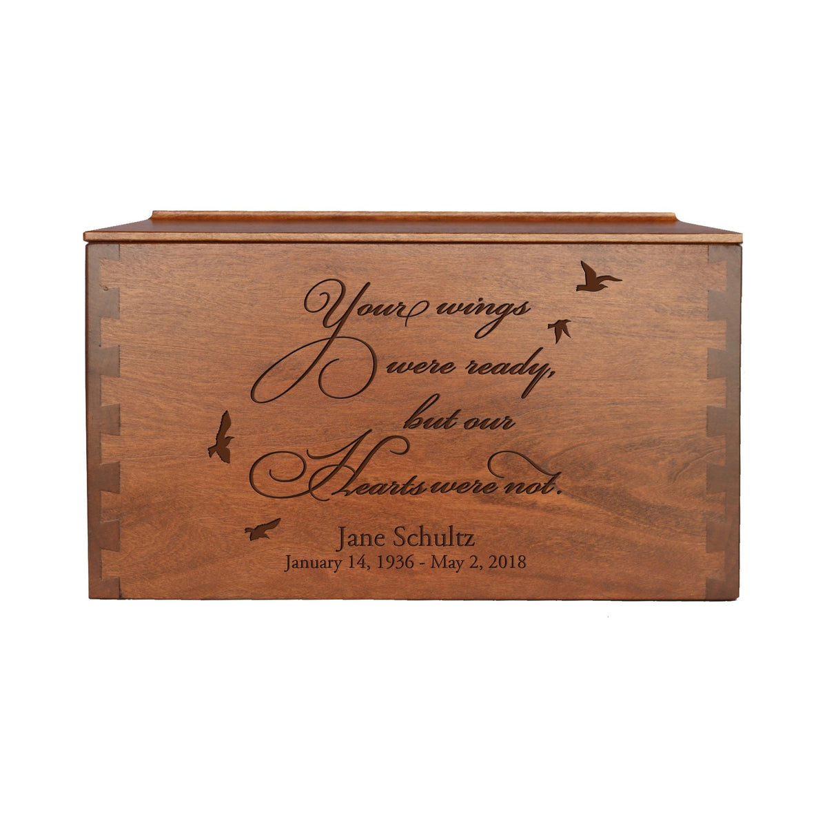 Custom Engraved Dovetail Keepsake Urn Box for Adult Ashes
