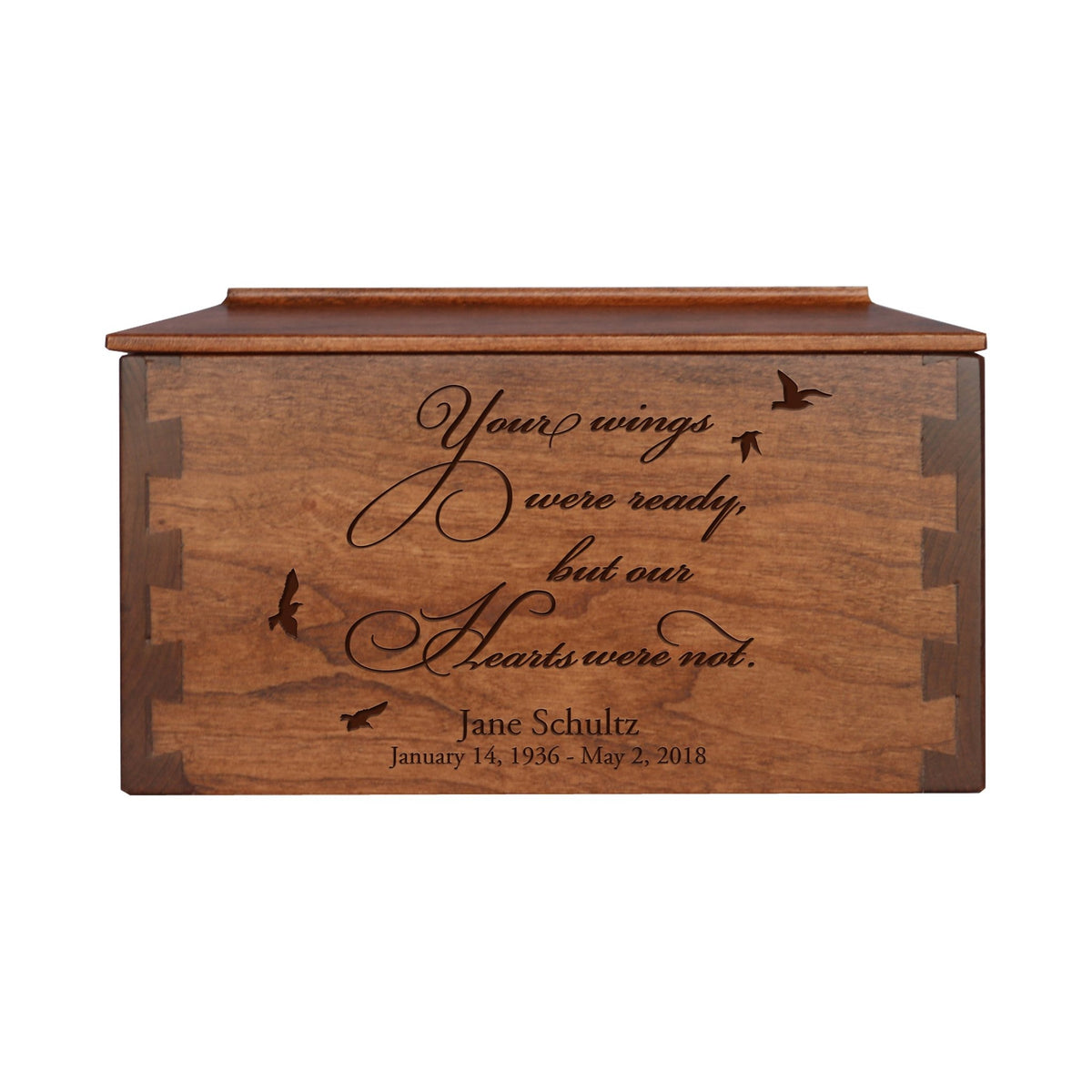 Custom Engraved Dovetail Keepsake Urn Box for Adult Ashes