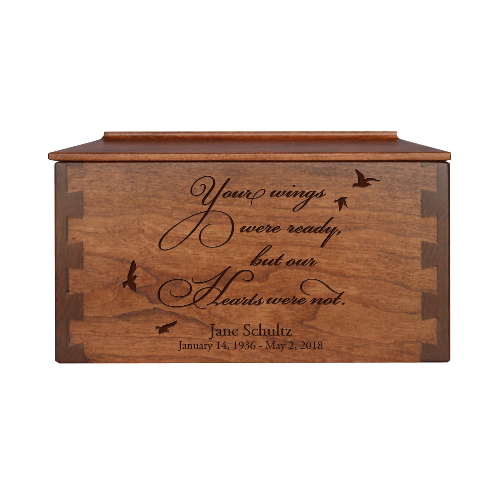 Custom Engraved Dovetail Keepsake Urn Box for Adult Ashes