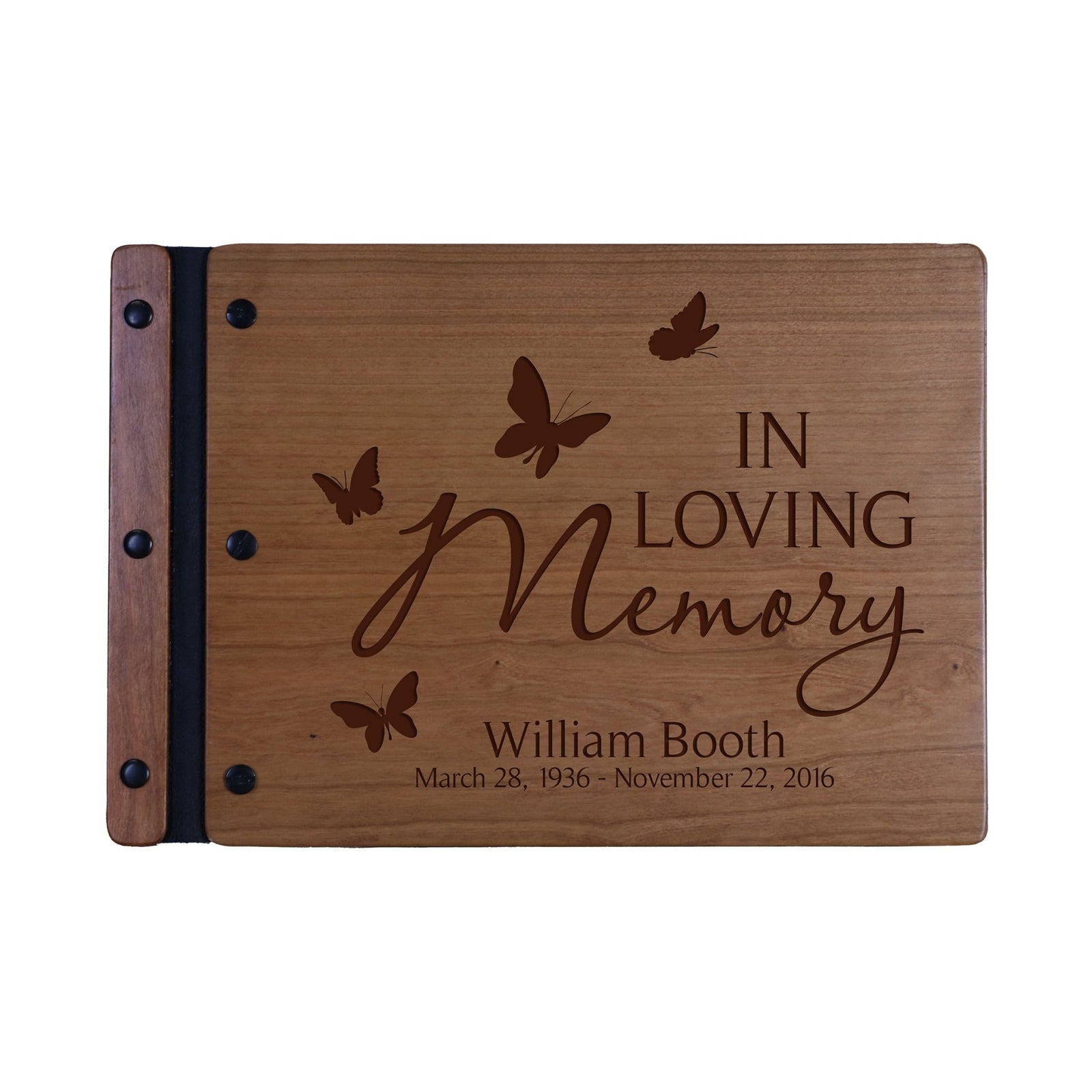 Custom Engraved Wooden Memorial Guestbook 12.375” x 8.5” x .75” In Loving Memory 2 - LifeSong Milestones