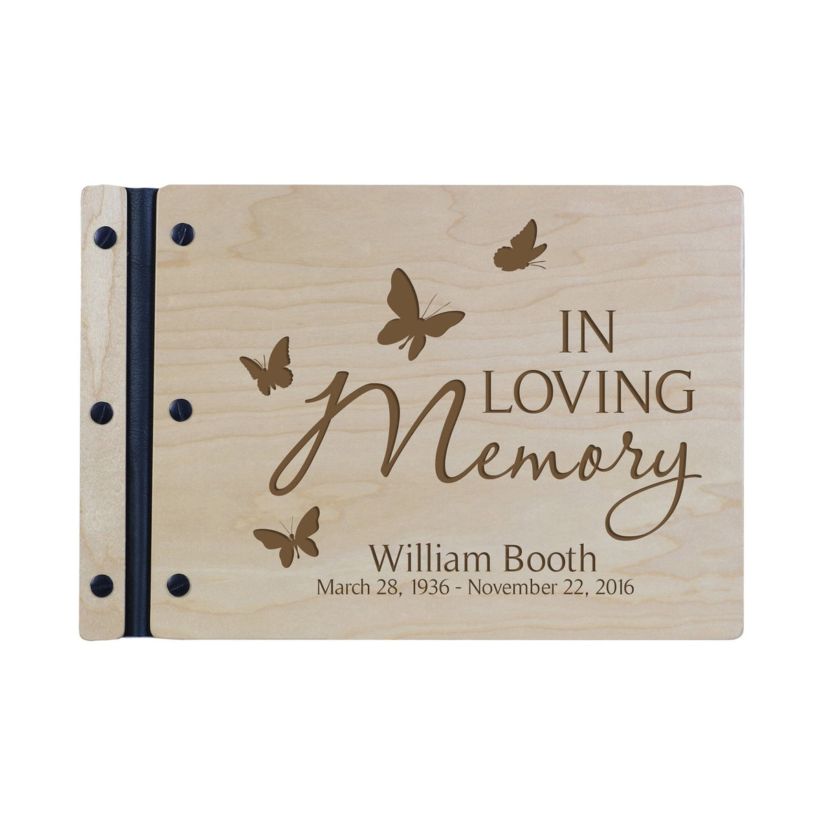 Custom Engraved Wooden Memorial Guestbook 12.375” x 8.5” x .75” In Loving Memory 2 - LifeSong Milestones