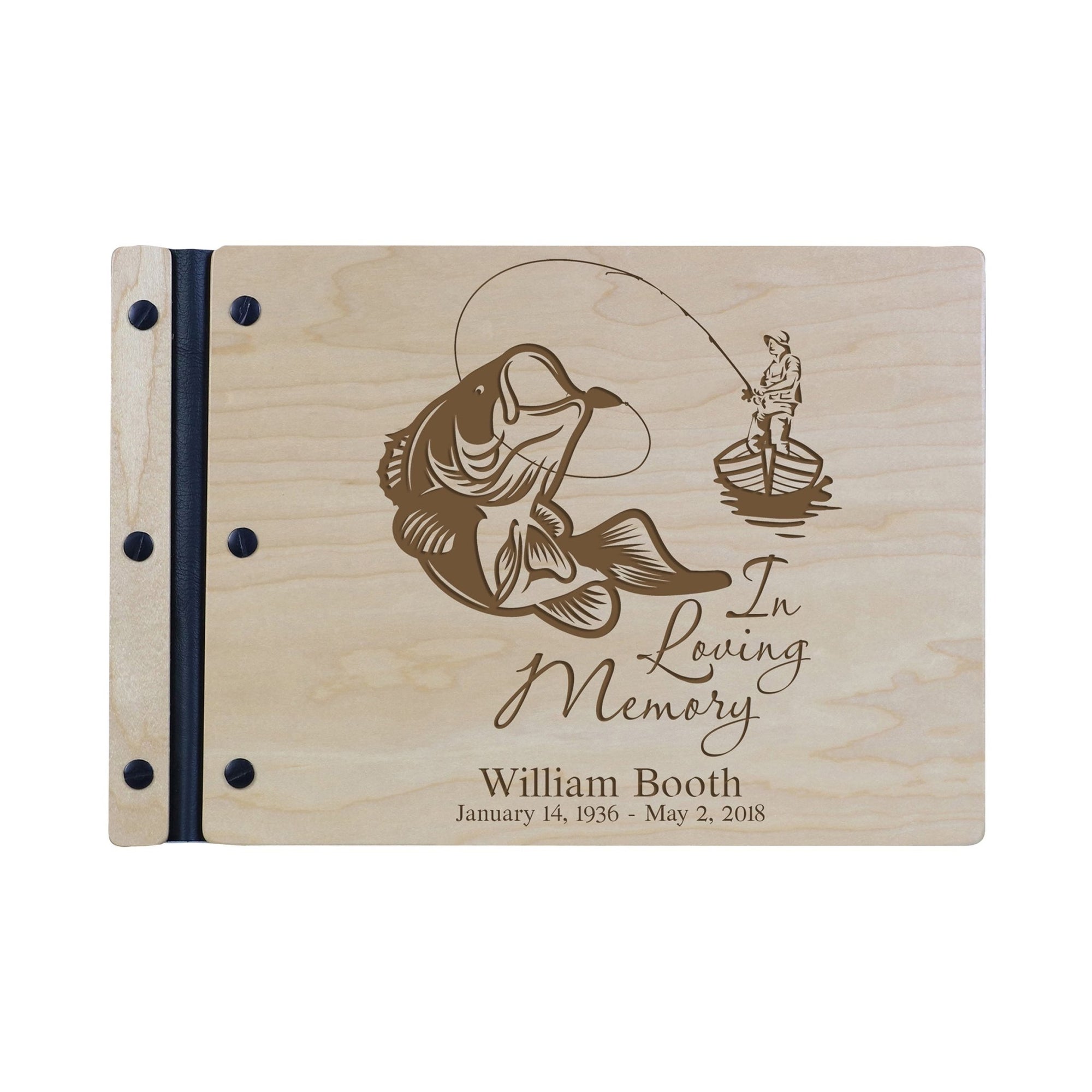 Custom Engraved Wooden Memorial Guestbook 12.375” x 8.5” x .75” In Loving Memory 3 - LifeSong Milestones