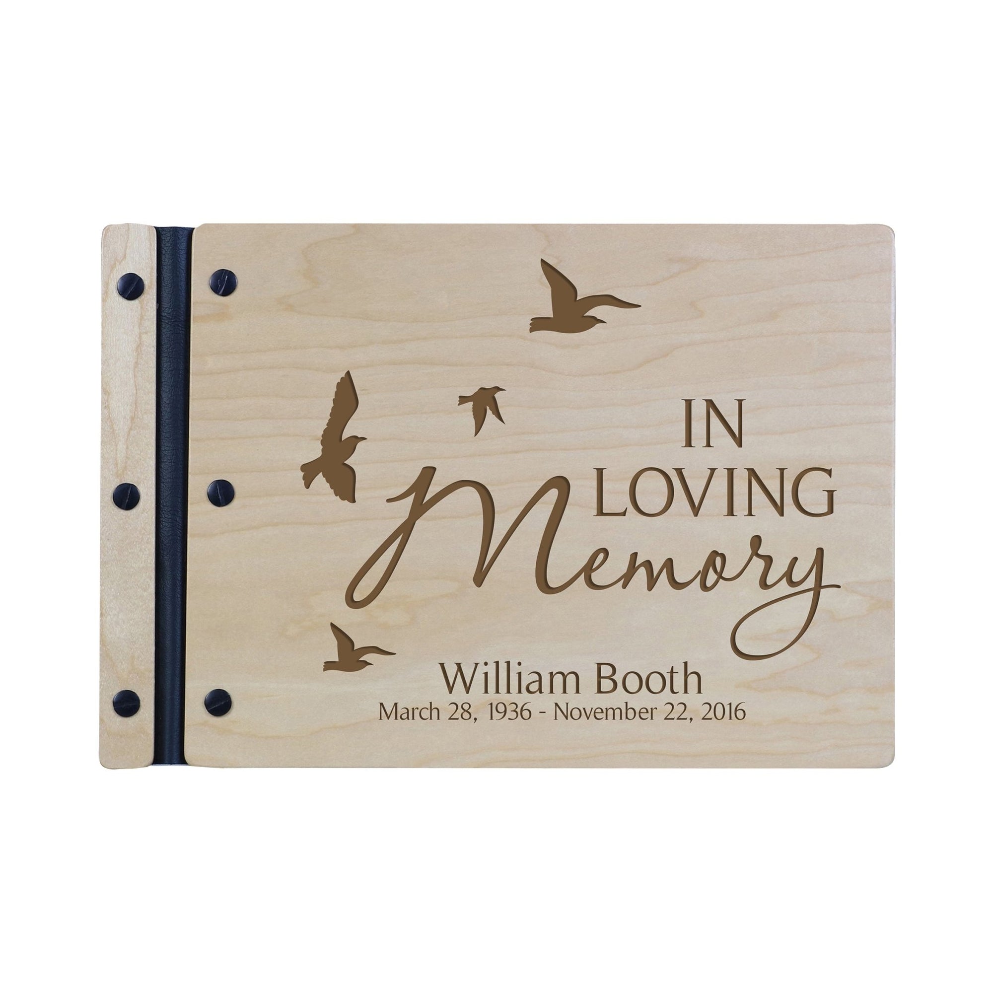 Custom Engraved Wooden Memorial Guestbook 12.375” x 8.5” x .75” In Loving Memory - LifeSong Milestones