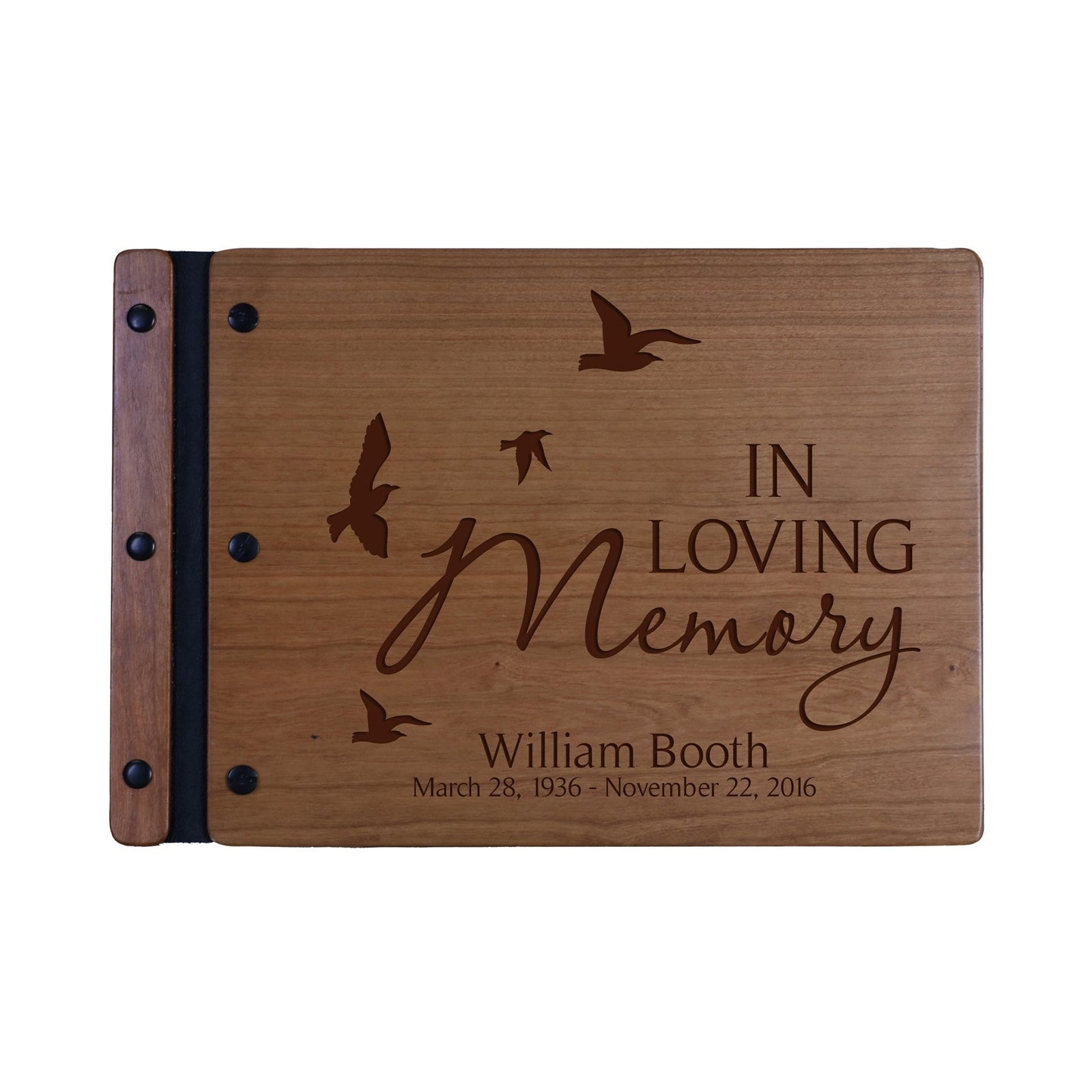 Custom Engraved Wooden Memorial Guestbook 12.375” x 8.5” x .75” In Loving Memory - LifeSong Milestones