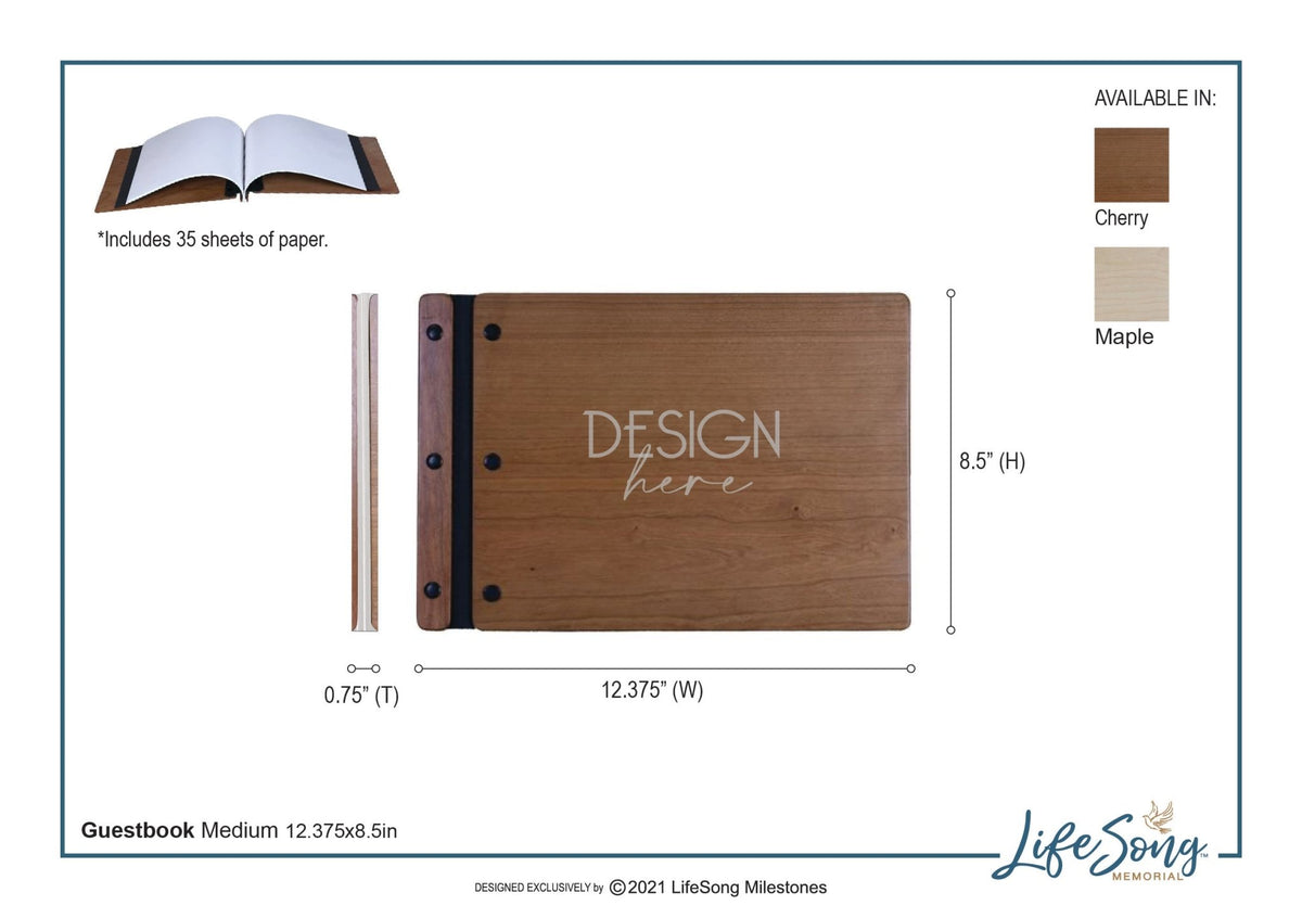 Custom Engraved Wooden Memorial Guestbook 12.375” x 8.5” x .75”- The Broken Chain - LifeSong Milestones