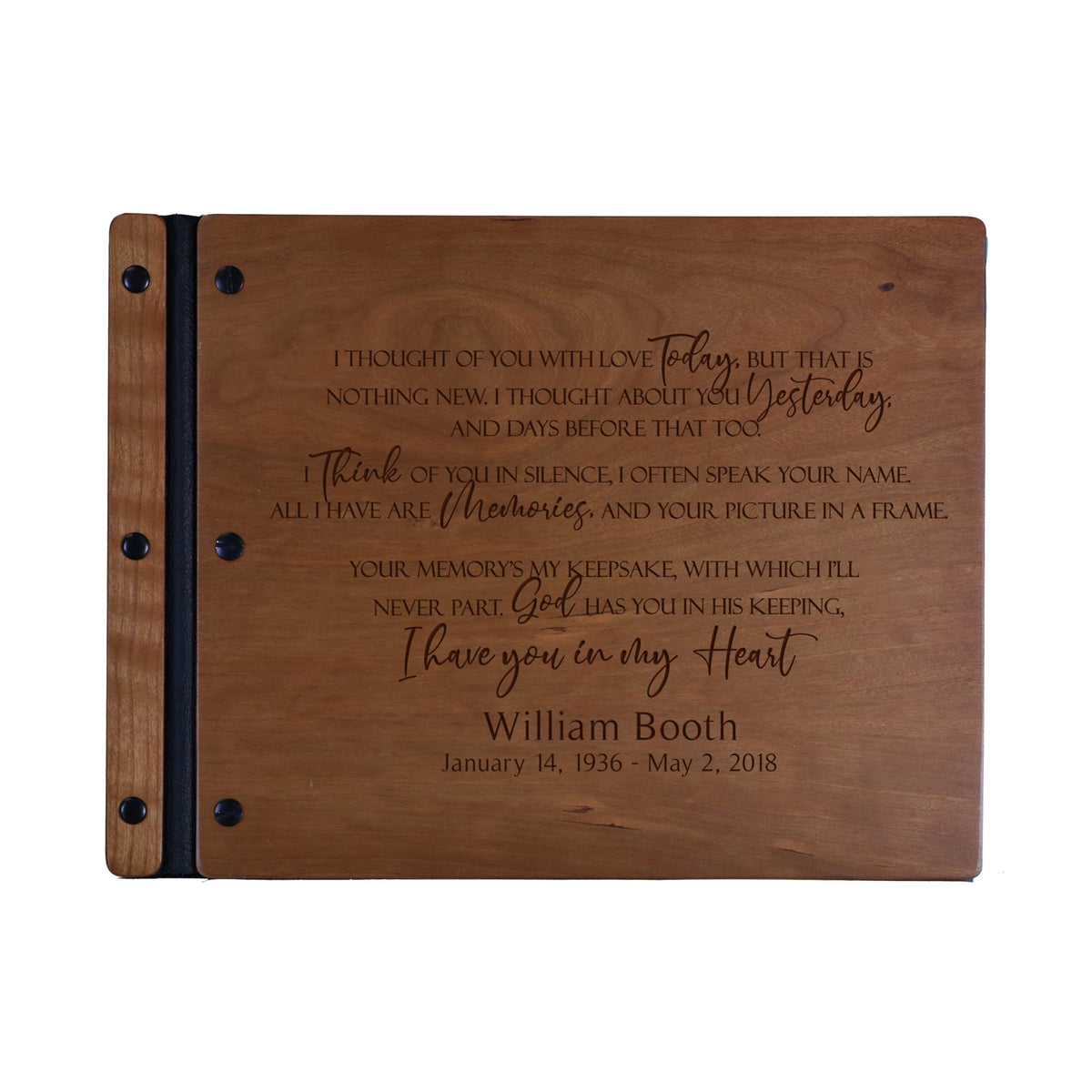Custom Engraved Wooden Memorial Guestbook 13.375” x 10” x .75” I Thought Of You - LifeSong Milestones