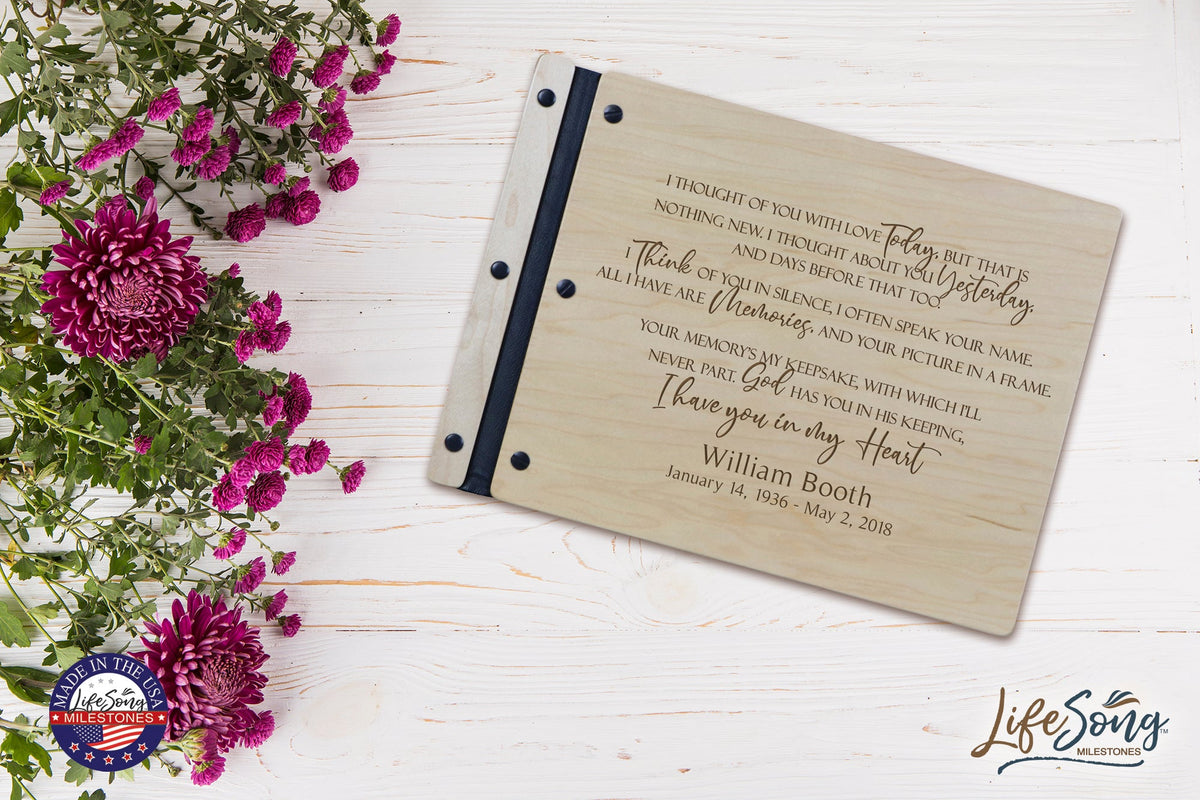 Custom Engraved Wooden Memorial Guestbook 13.375” x 10” x .75” I Thought Of You - LifeSong Milestones