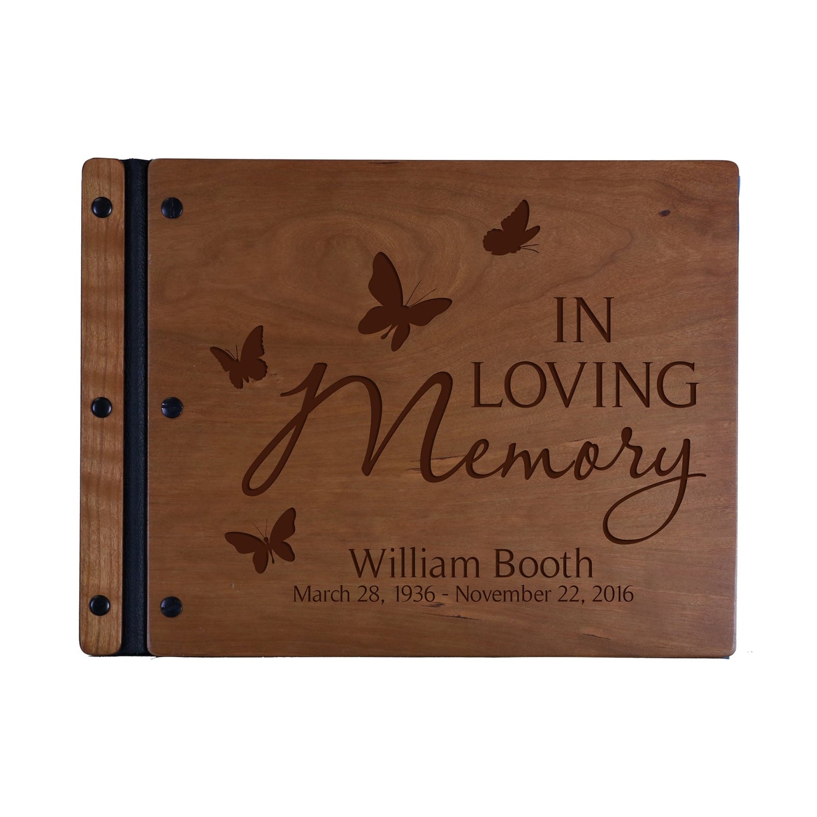 Custom Engraved Wooden Memorial Guestbook 13.375” x 10” x .75” In Loving Memory 2 - LifeSong Milestones