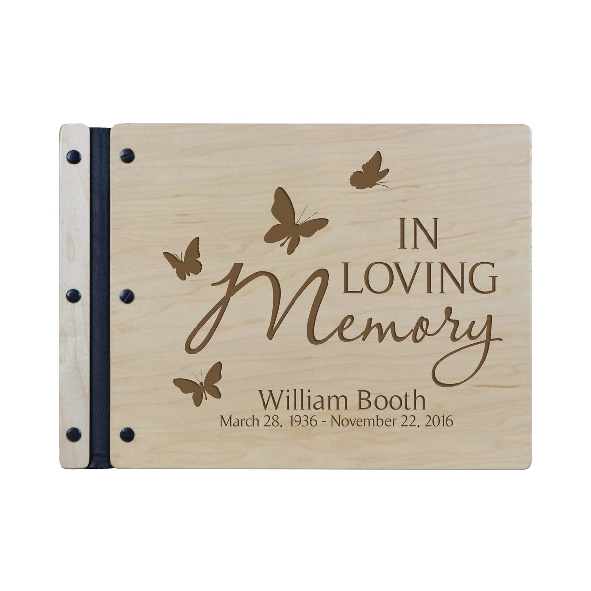 Custom Engraved Wooden Memorial Guestbook 13.375” x 10” x .75” In Loving Memory 2 - LifeSong Milestones