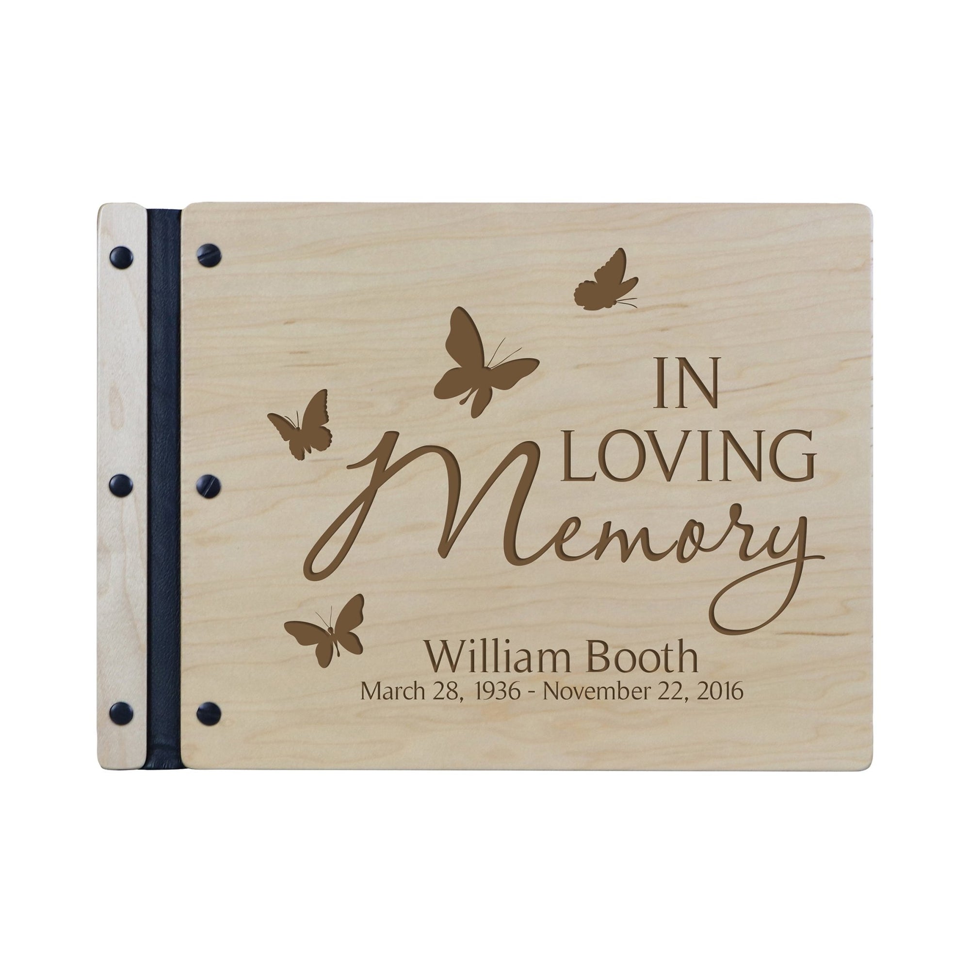 Custom Engraved Wooden Memorial Guestbook 13.375” x 10” x .75” In Loving Memory 2 - LifeSong Milestones
