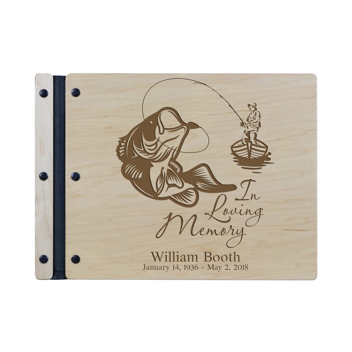Custom Engraved Wooden Memorial Guestbook 13.375” x 10” x .75” In Loving Memory 3 - LifeSong Milestones
