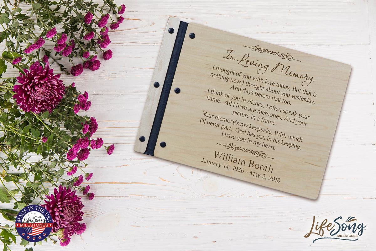 Custom Engraved Wooden Memorial Guestbook 13.375” x 10” x .75” In Loving Memory 4 - LifeSong Milestones