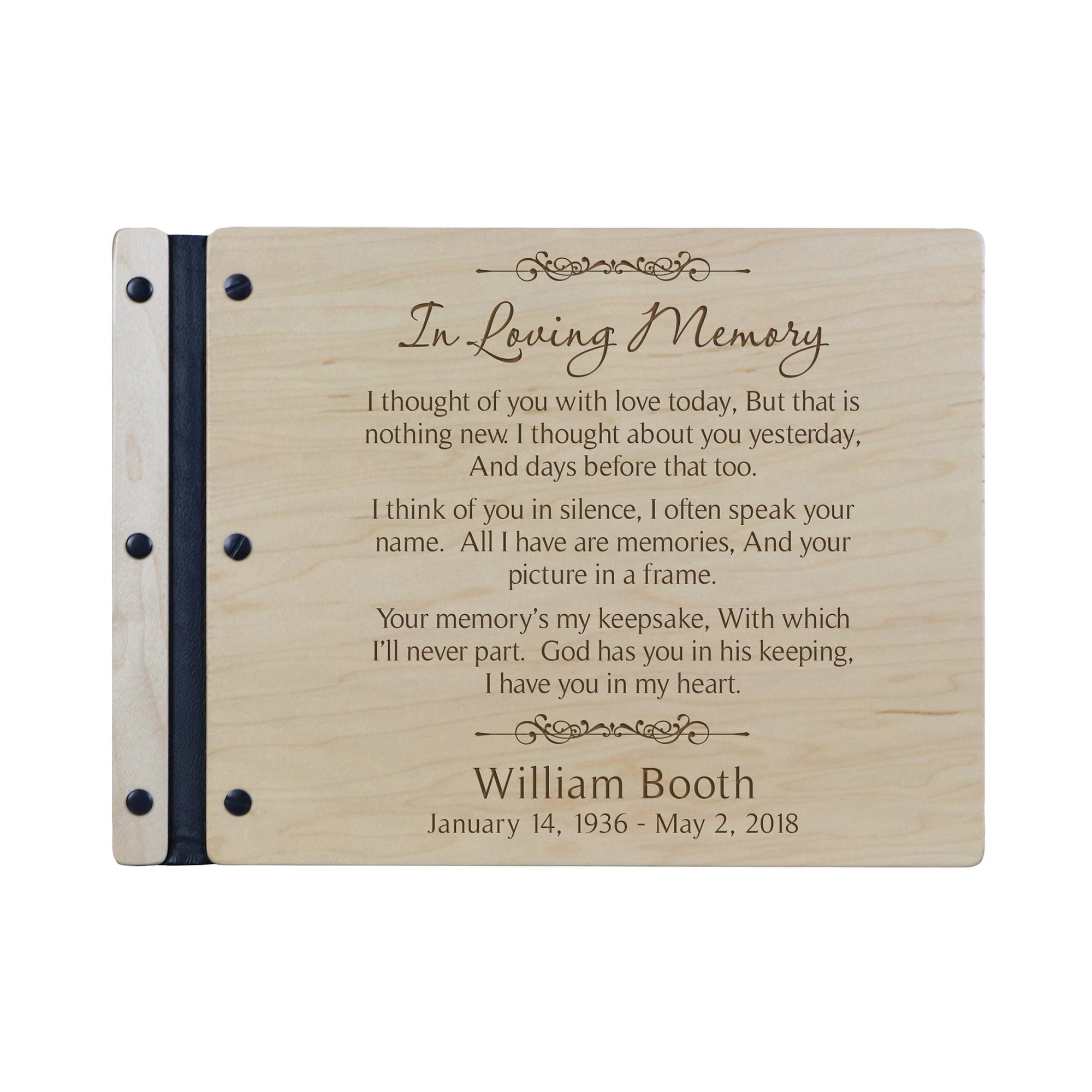 Custom Engraved Wooden Memorial Guestbook 13.375” x 10” x .75” In Loving Memory 4 - LifeSong Milestones