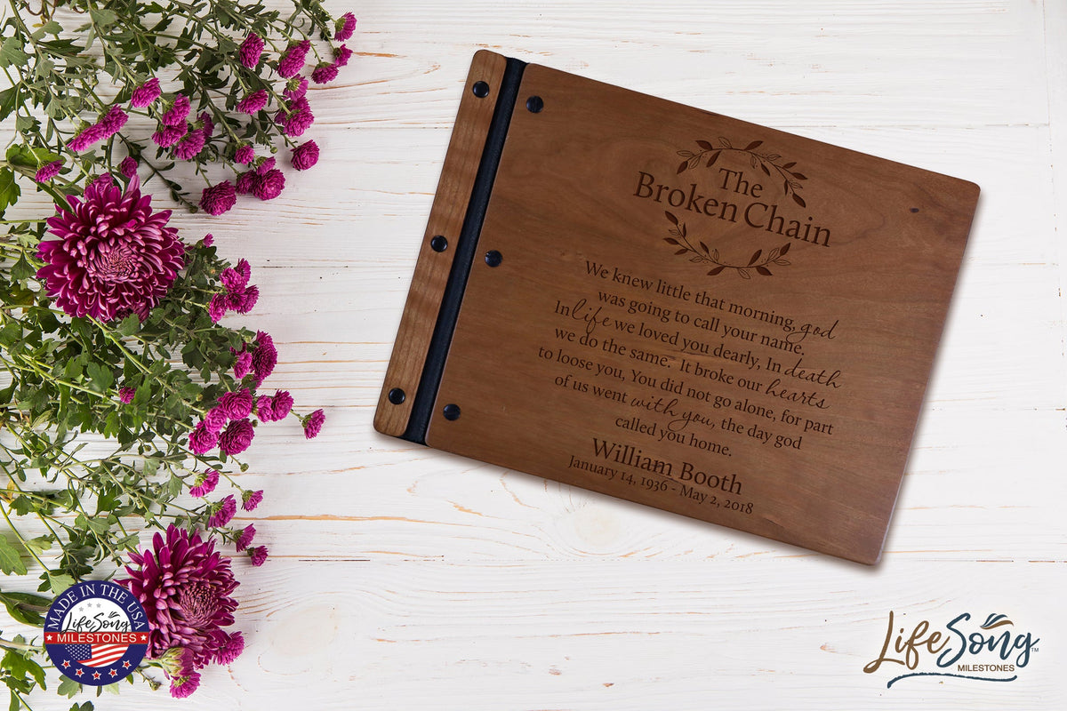 Custom Engraved Wooden Memorial Guestbook 13.375” x 10” x .75” The Broken Chain - LifeSong Milestones