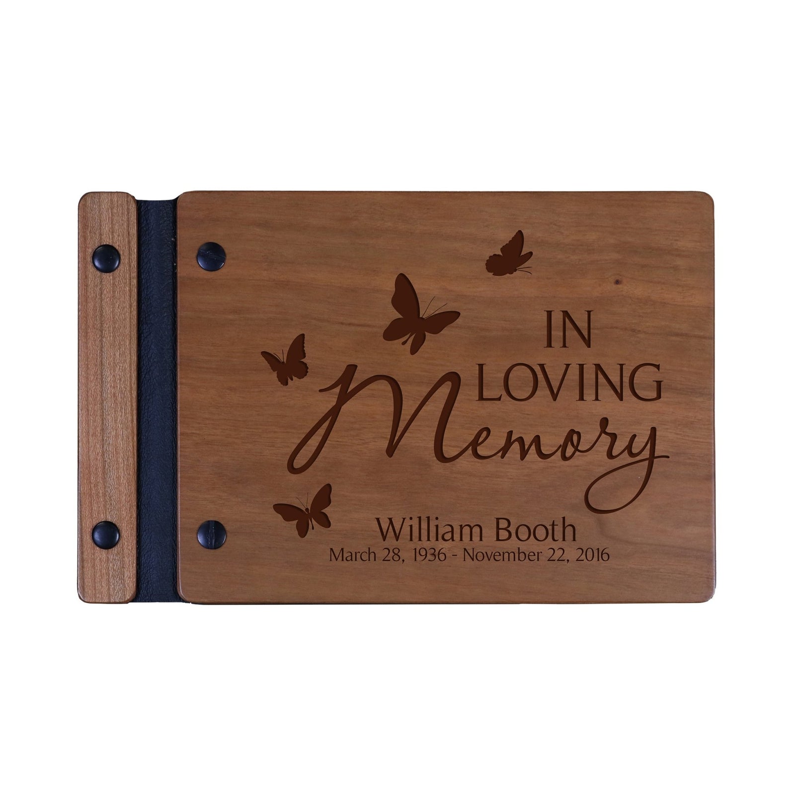 Custom Engraved Wooden Memorial Guestbook 9.375” x 6” x .75” In Loving Memory 2 - LifeSong Milestones