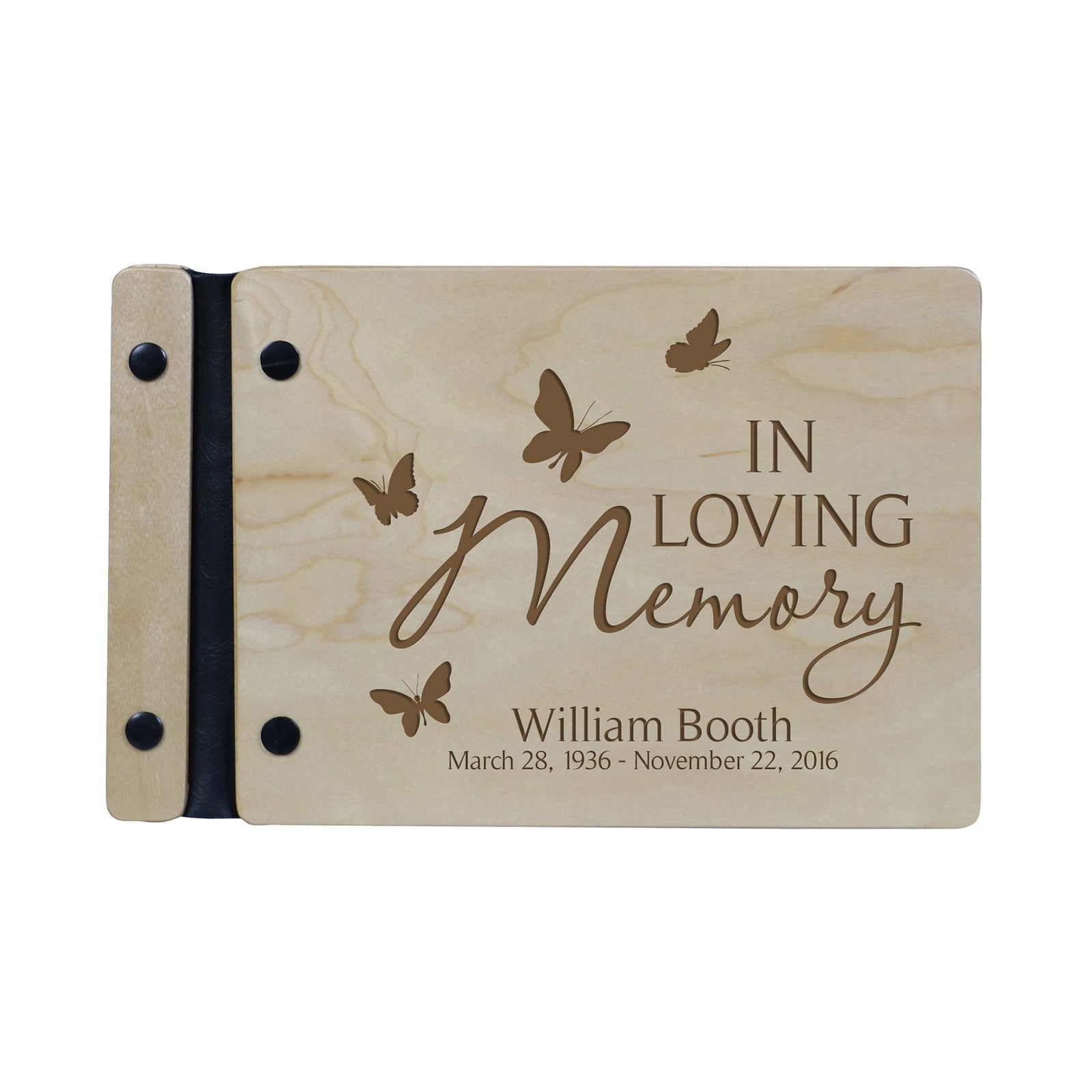 Custom Engraved Wooden Memorial Guestbook 9.375” x 6” x .75” In Loving Memory 2 - LifeSong Milestones