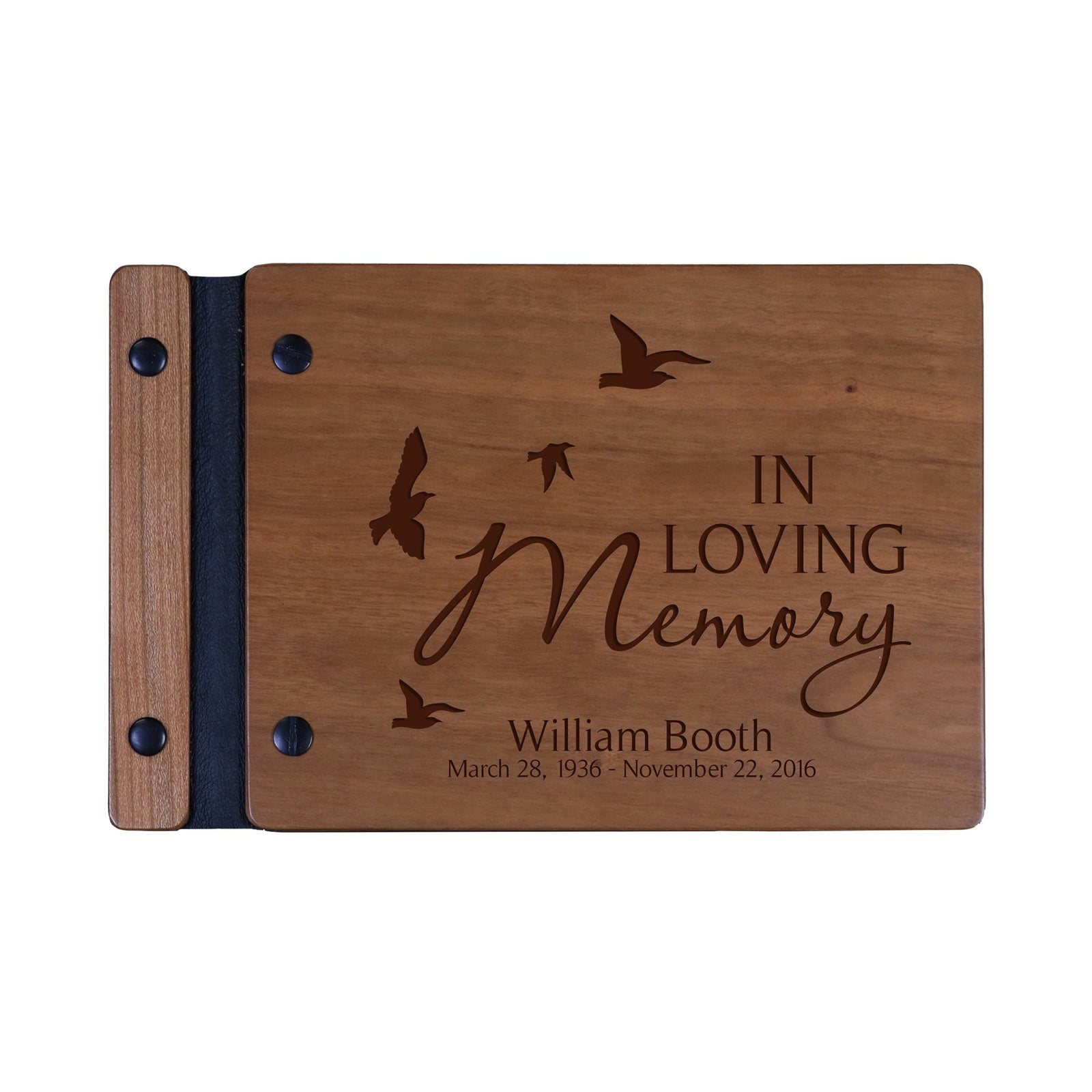 Custom Engraved Wooden Memorial Guestbook 9.375” x 6” x .75” In Loving Memory - LifeSong Milestones