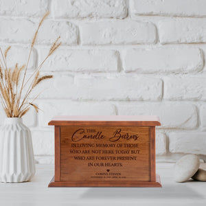 Custom Engraved Wooden Memorial Urns for Human Adult Ashes - The Candle Burns
