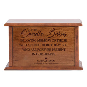 Custom Engraved Wooden Memorial Urns for Human Adult Ashes - The Candle Burns