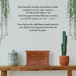 Custom Engraved Wooden Memorial Urns for Human Adult Ashes - The Candle Burns - LifeSong Milestones
