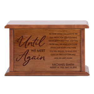Custom Engraved Wooden Memorial Urns for Human Adult Ashes - Until We Meet Again
