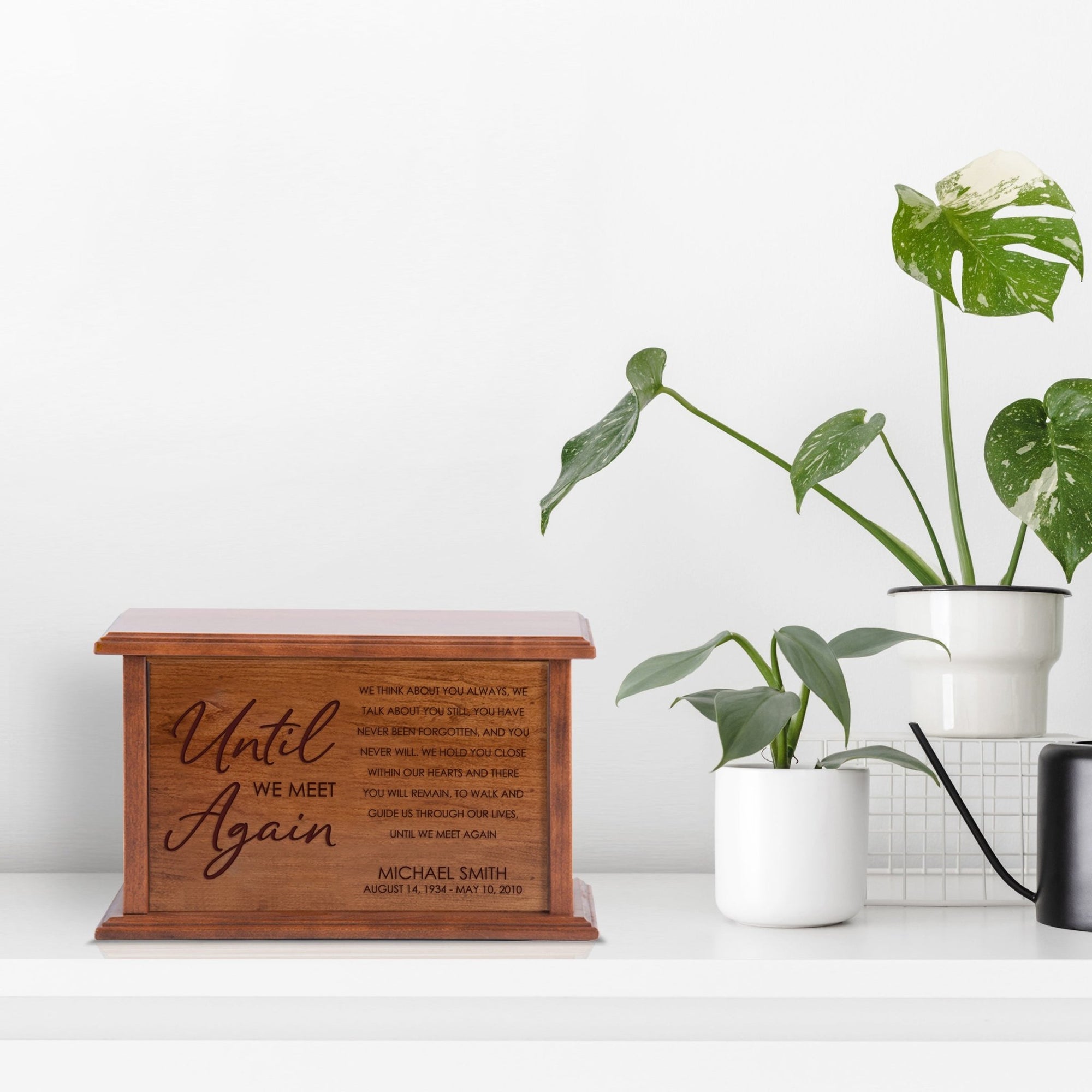 Custom Engraved Wooden Memorial Urns for Human Adult Ashes - Until We Meet Again - LifeSong Milestones