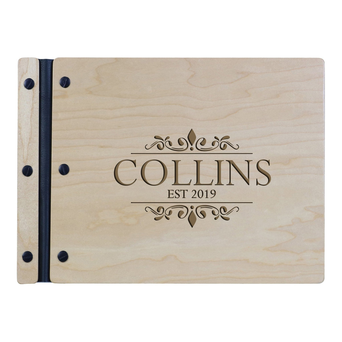 Custom Engraved Wooden Wedding Guest book 11” x 8.5” - Last Name Est - LifeSong Milestones
