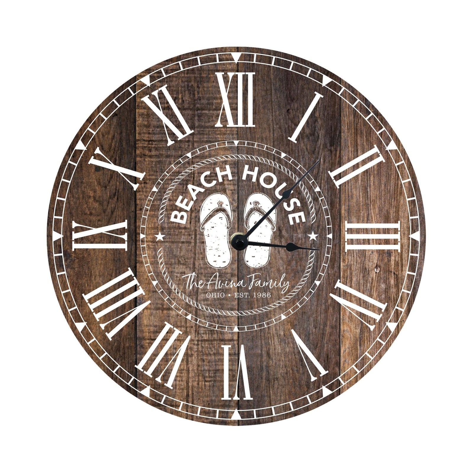 Custom Everyday Home and Family Clock 12” x .0125” Beach House - LifeSong Milestones