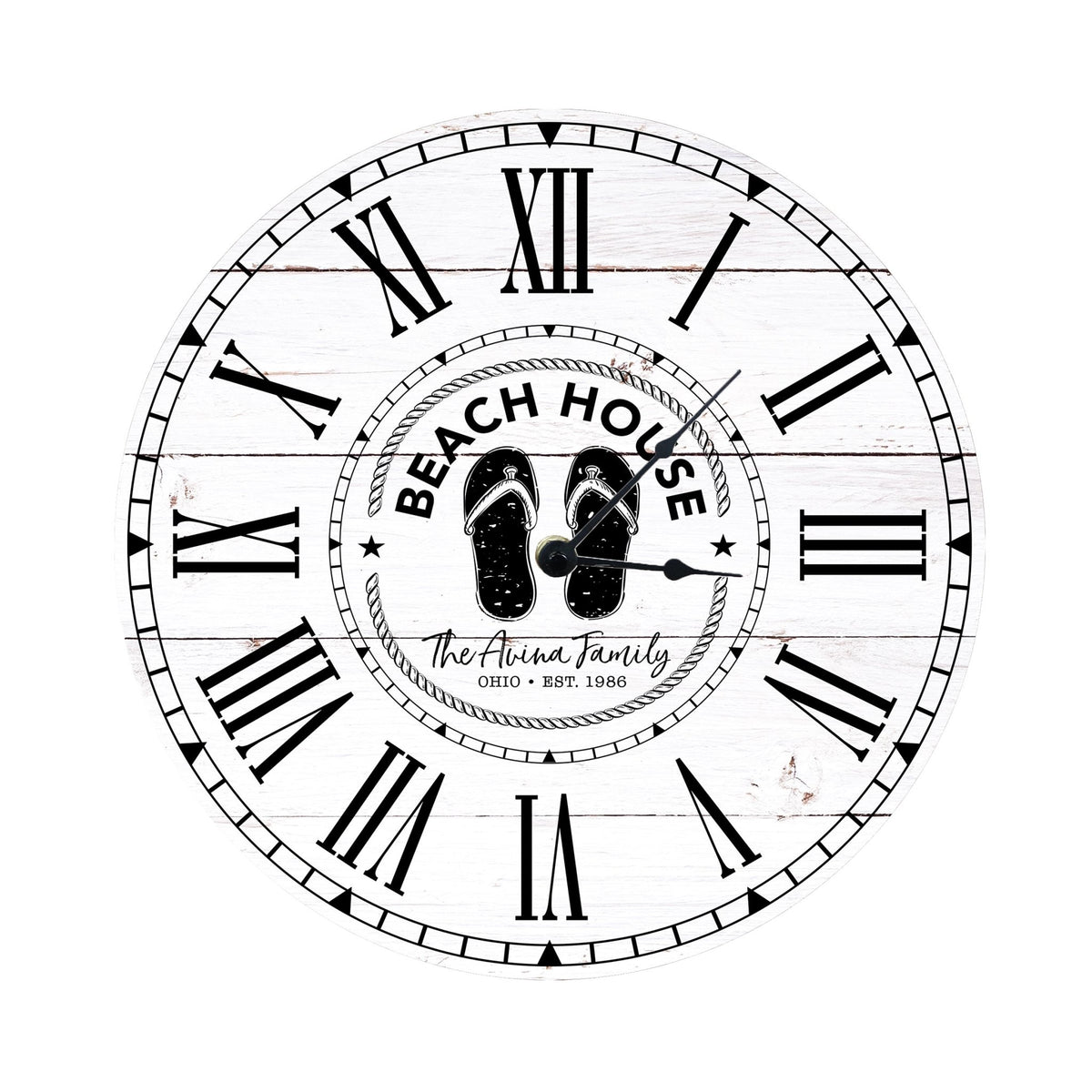 Custom Everyday Home and Family Clock 12” x .0125” Beach House - LifeSong Milestones